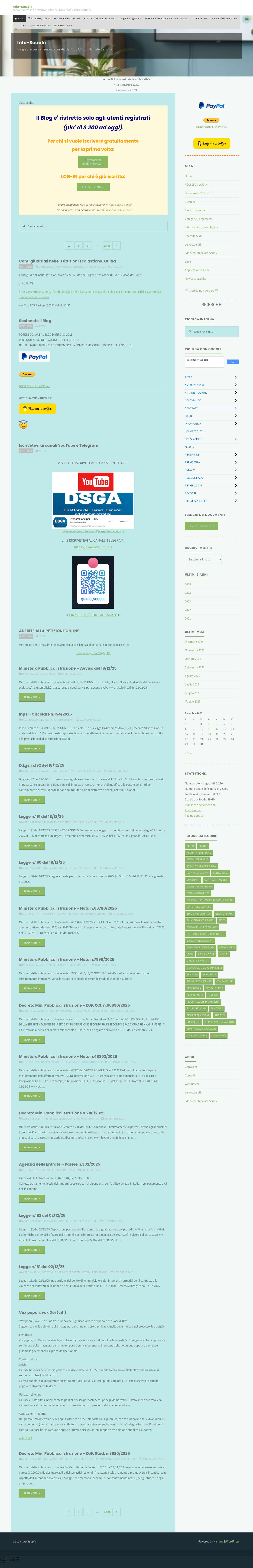Info-Scuole – Blog ad accesso riservato curato dal DSGA Dott. Michele Candita - Full Screenshot