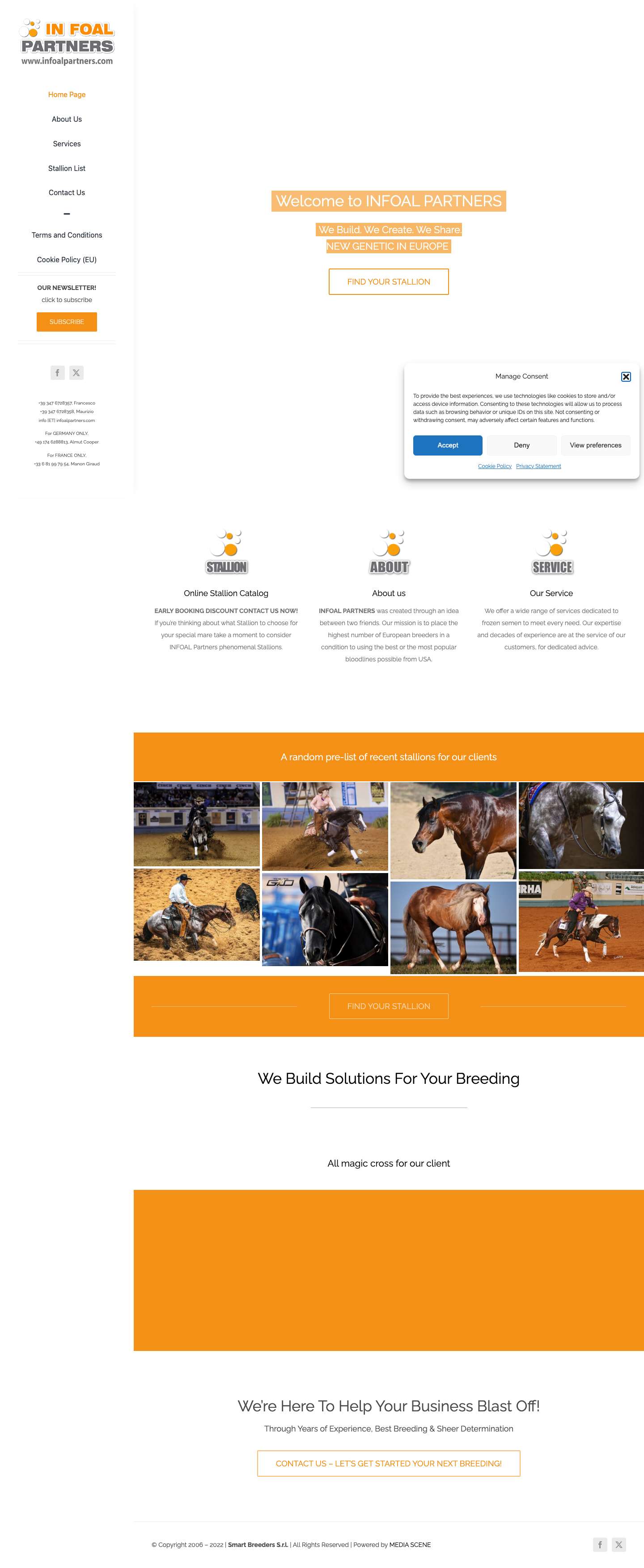 Infoal Home ENG - IN FOAL PARTNERS QUARTER HORSE STALLIONS - Full Screenshot