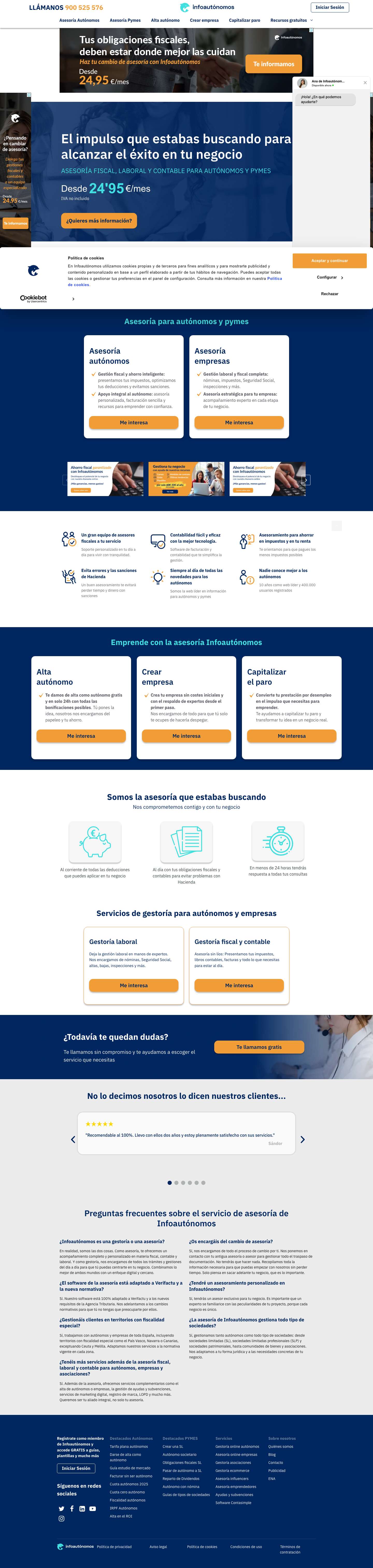 Asesoría Online para Autónomos y Pymes | Gestoría desde 24,95€ - Full Screenshot