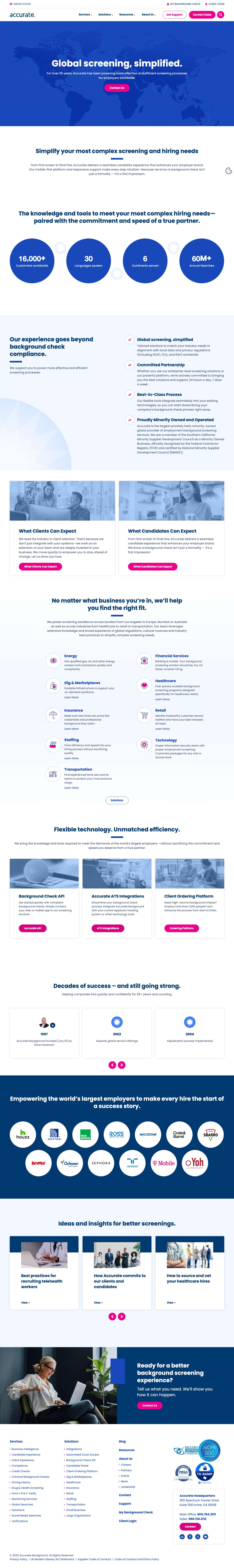 Accurate Background - Employment Background Checkslinkedinfacebooktwitteryoutube close - Full Screenshot