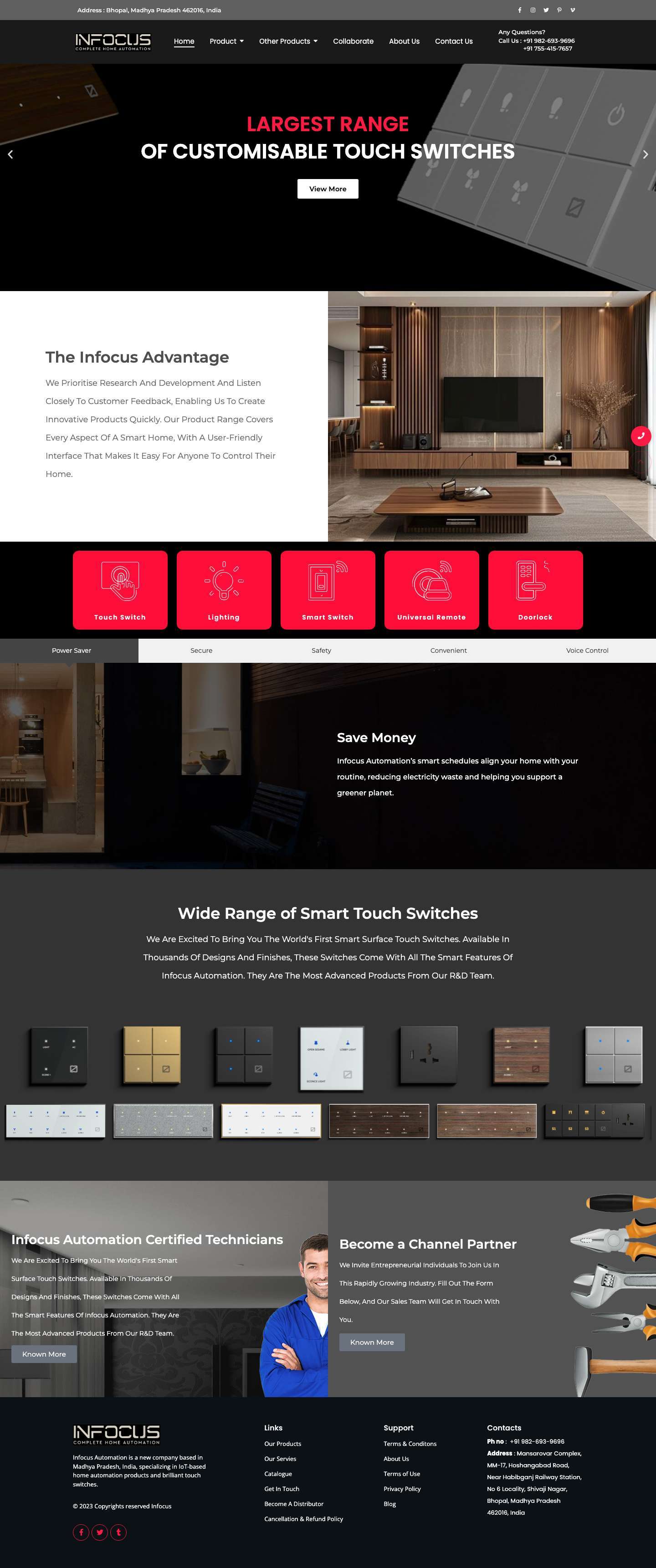 infocusautomation.comTouch SwitchLightingSmart SwitchUniversal RemoteDoor Lock - Full Screenshot