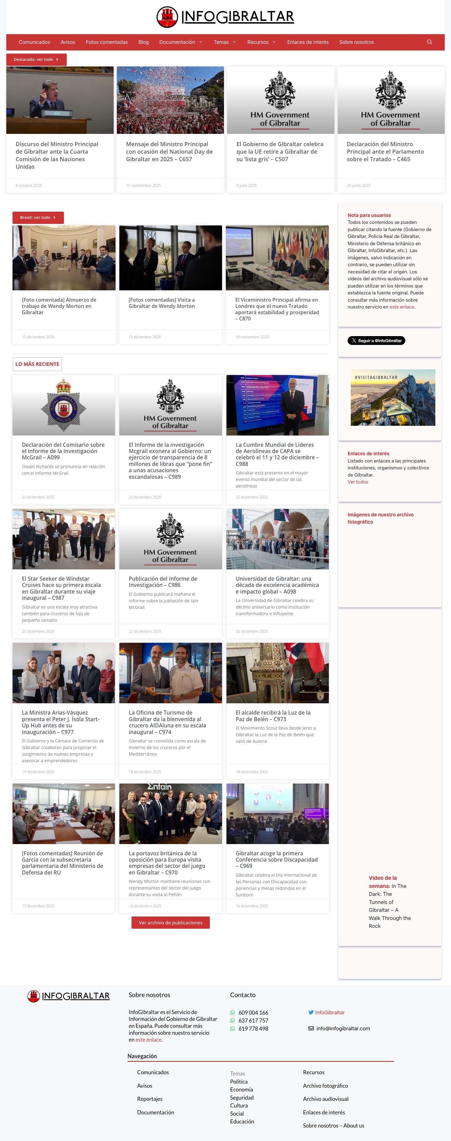 InfoGibraltar – Servicio de Información del Gobierno de Gibraltar en España - Full Screenshot
