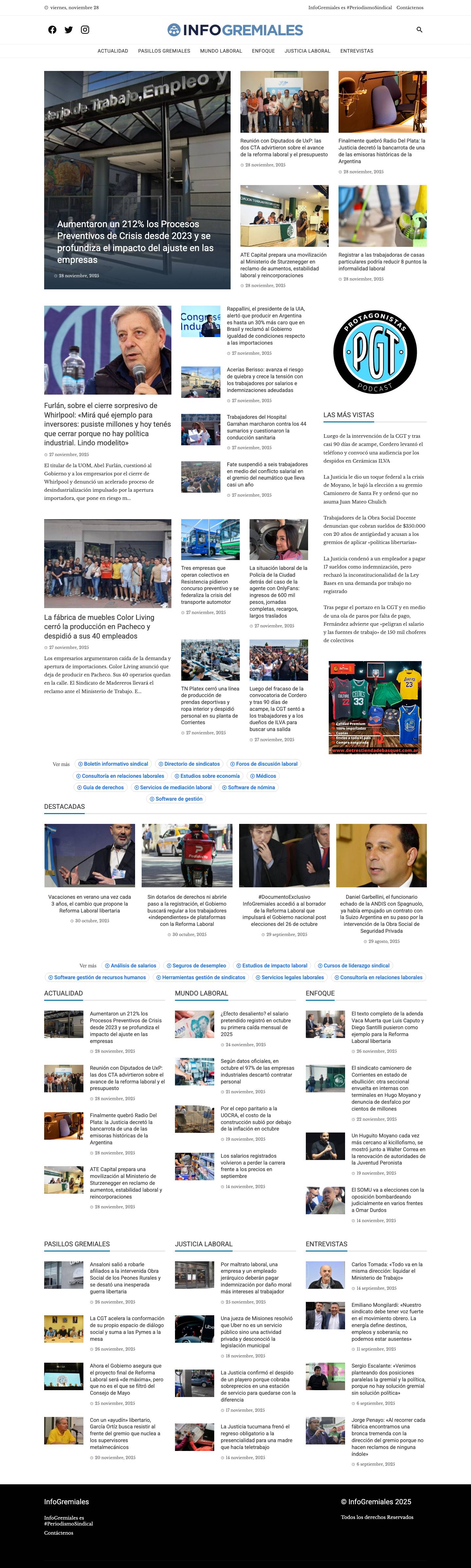 Información y análisis del mundo sindical - Full Screenshot