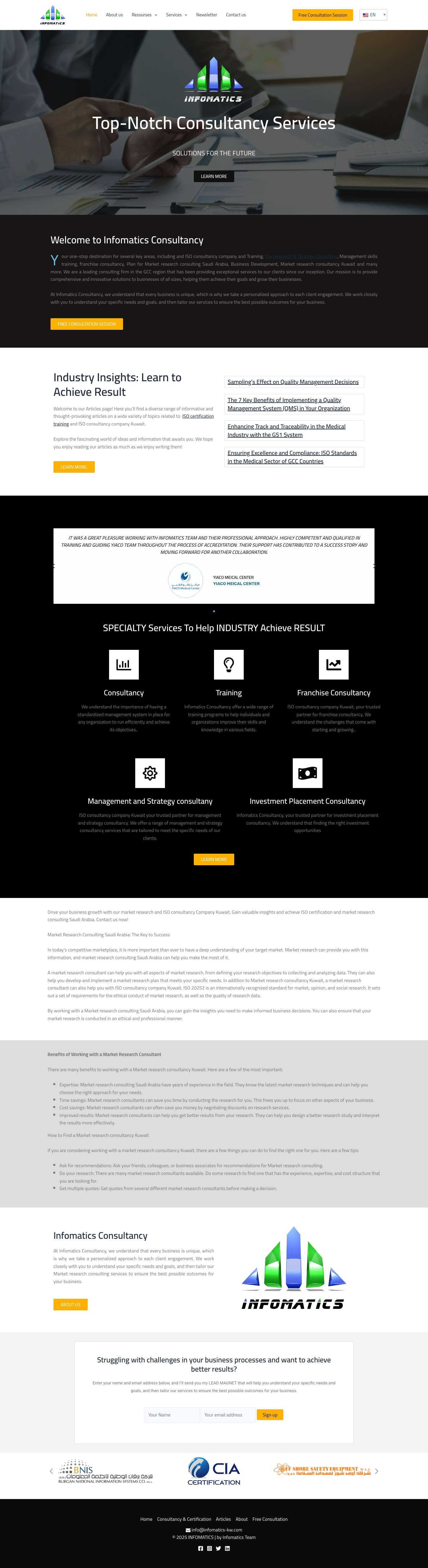 Market Research Consulting Saudi Arabia | ISO Consultancy Company Kuwait - Full Screenshot