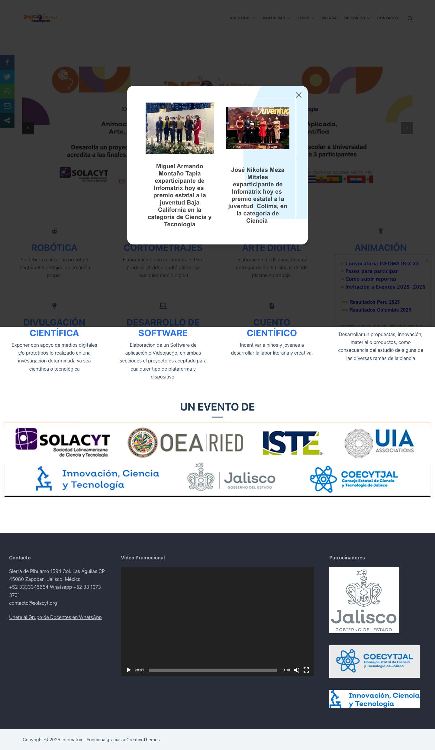 Infomatrix – Tecnología, concursos, ferias de tecnologíaSearch iconSearch icon - Full Screenshot