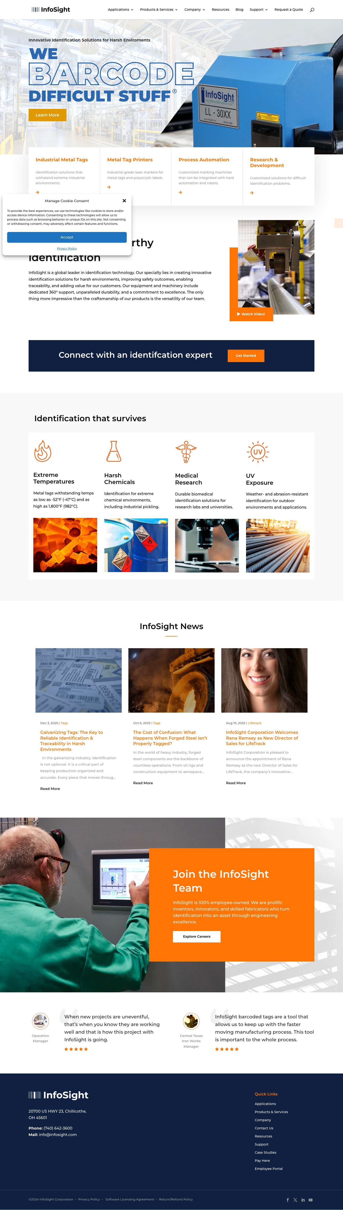 Makers of Steel Marking and Asset Tag Printers - Full Screenshot
