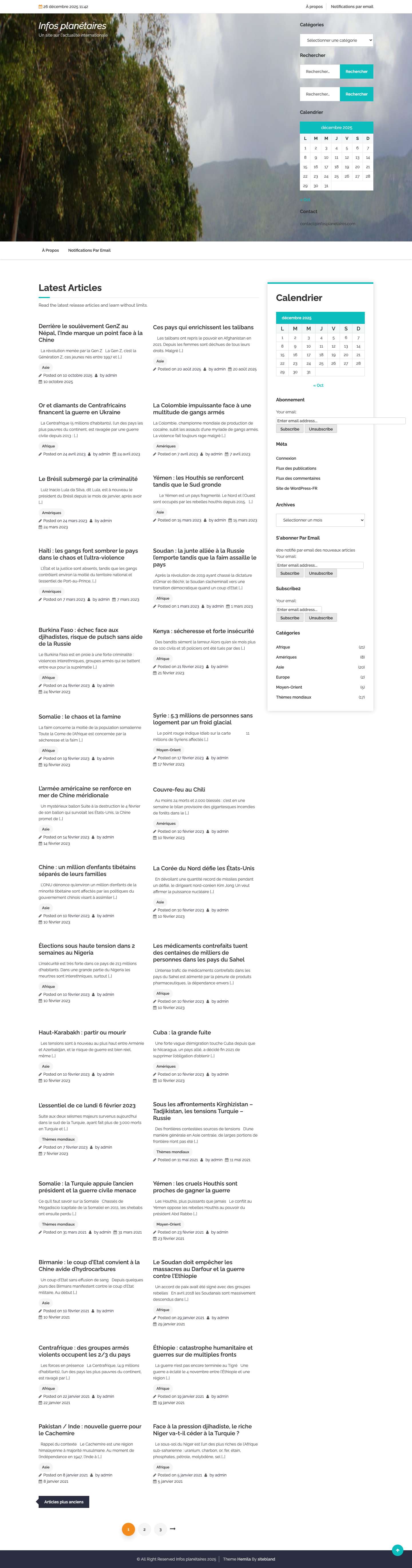 Infos planétaires - Un site sur l'actualité internationale - Full Screenshot