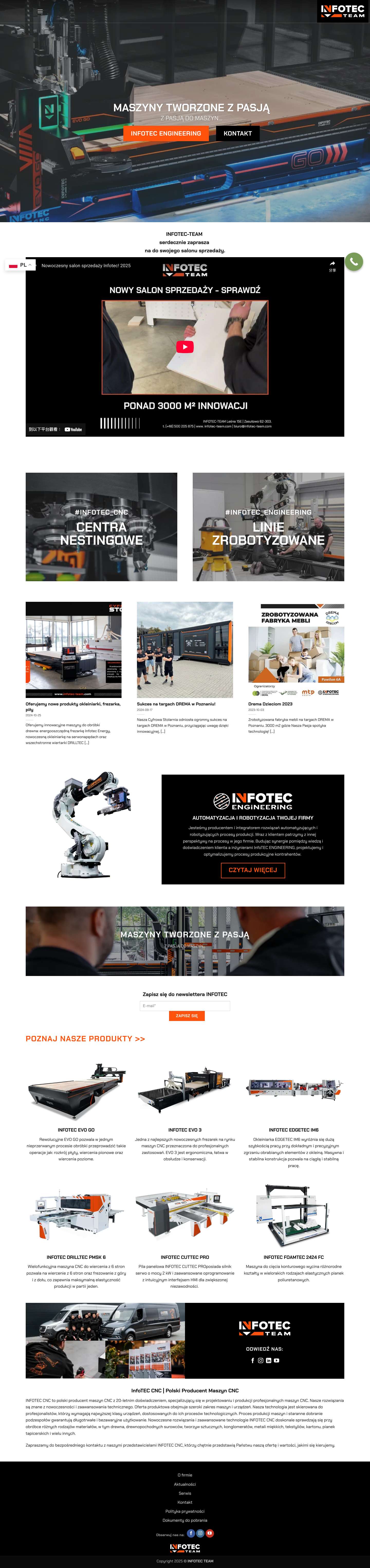 InfoTEC TEAM | Polski producent maszyn CNC dla profesjonalistów! - Full Screenshot