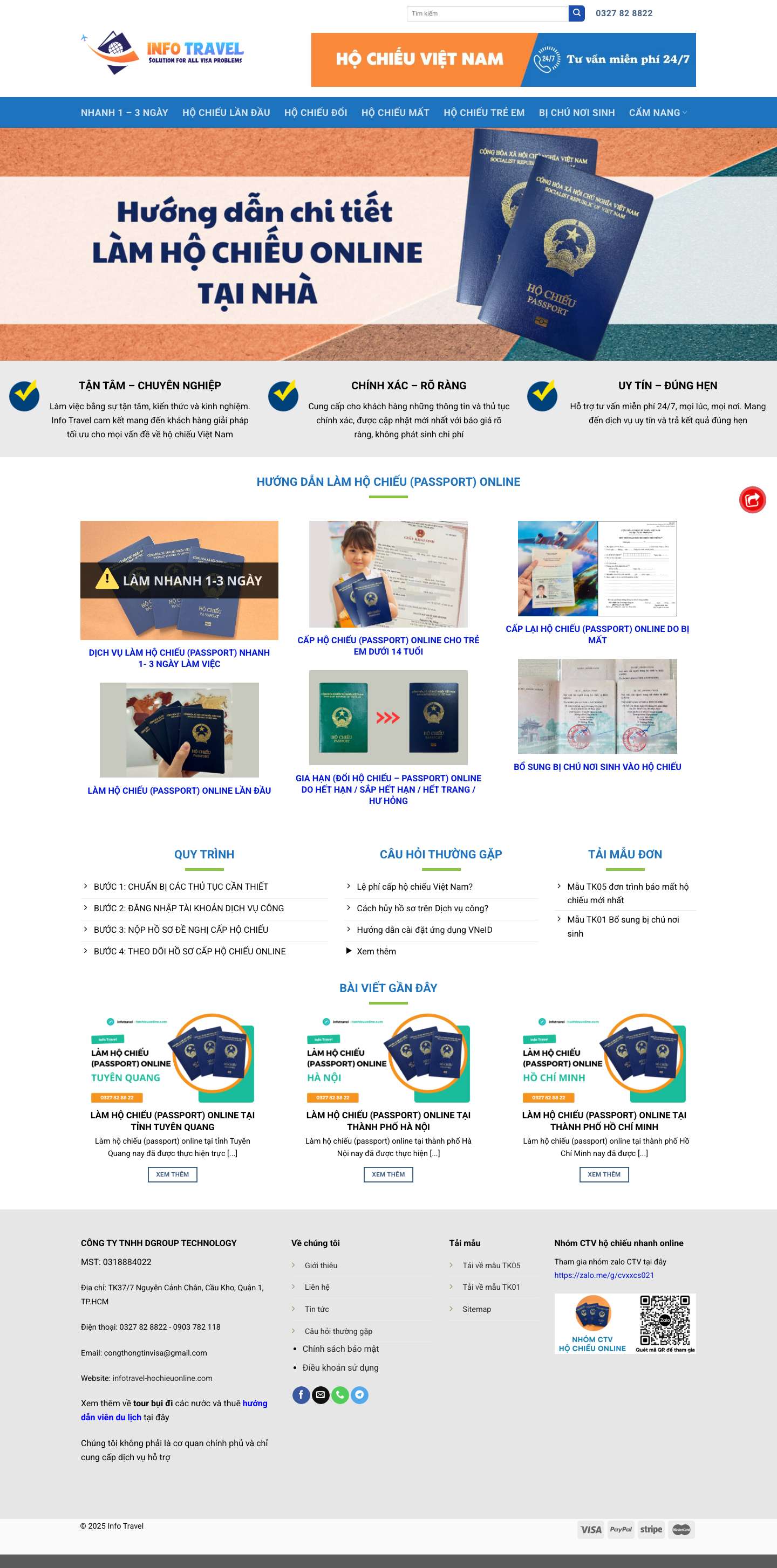 Dịch vụ hướng dẫn làm hộ chiếu (Passport) online nhanh - Info Travel - Full Screenshot