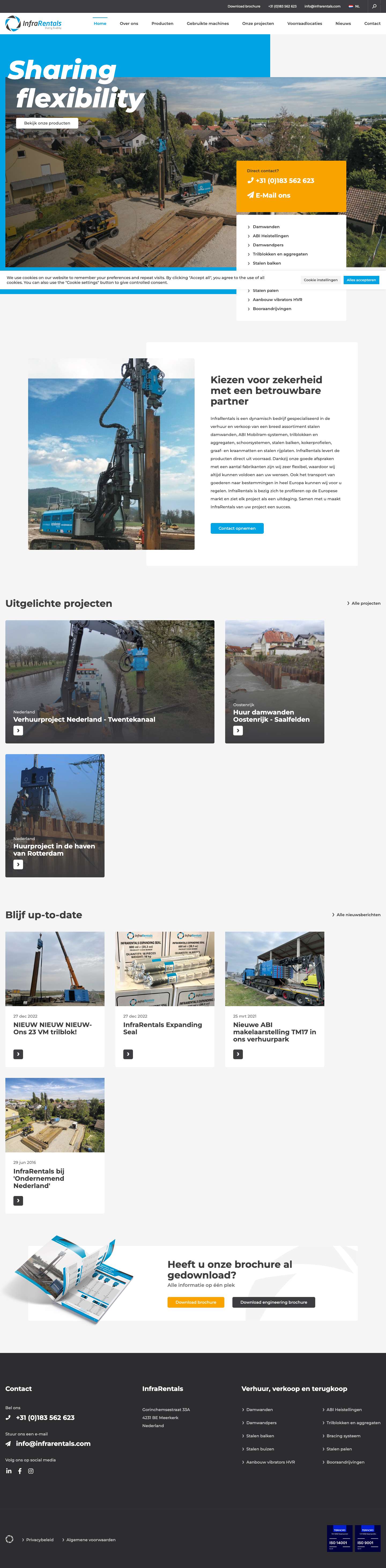 InfraRentals | Damwanden, trilblokken, aggregaten & meer - Full Screenshot
