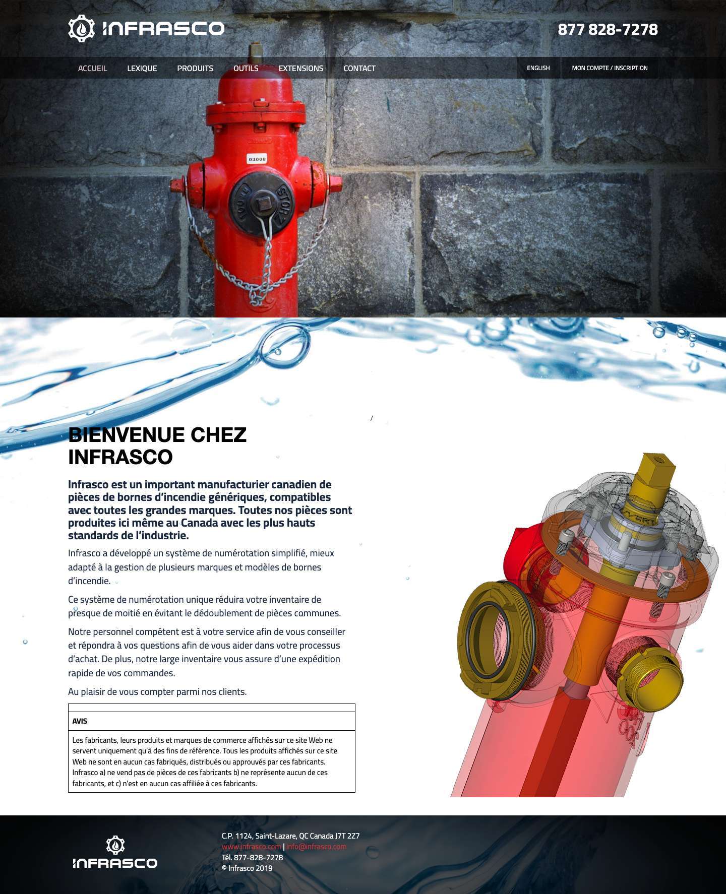 Pièces de bornes d'incendie | Infrasco - Full Screenshot