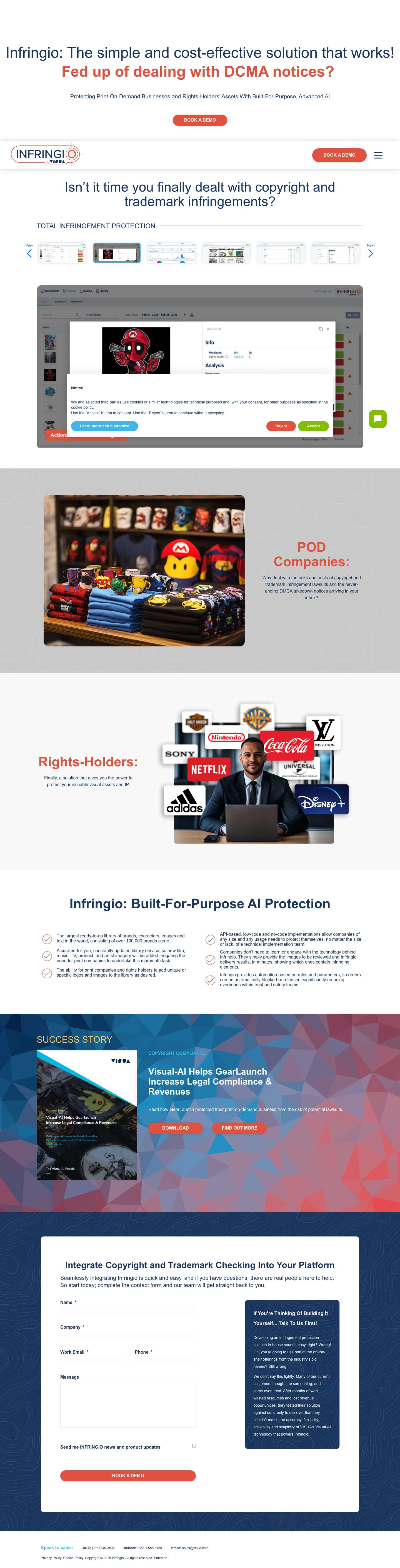 AI-Powered Copyright & Trademark Protection | Infringio - Full Screenshot