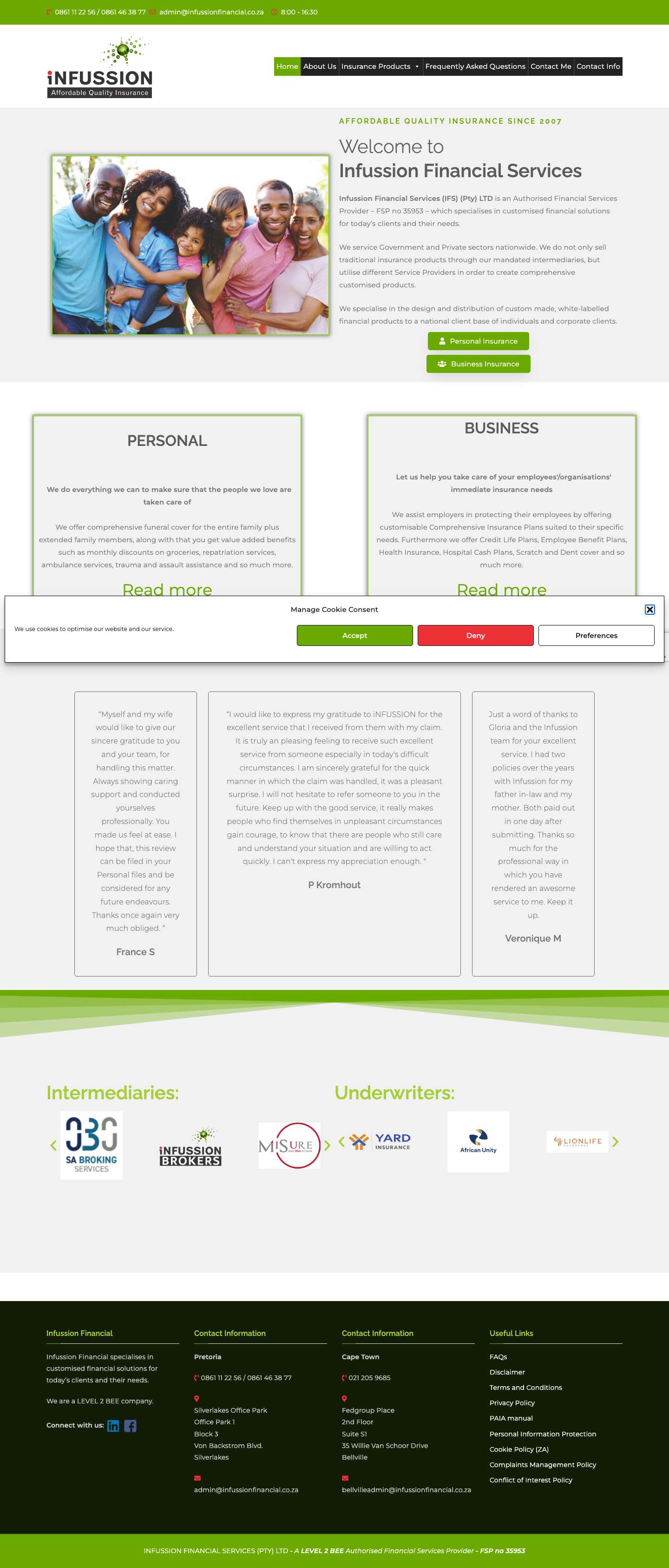 iNFUSSION Financial Services – Affordable Quality Insurance - Full Screenshot