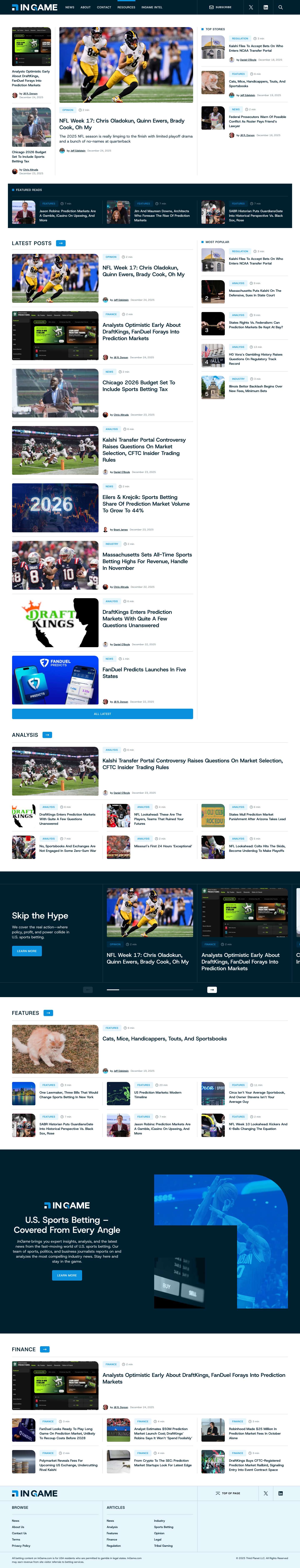 Legal U.S. Sports Betting & Prediction Market News - Full Screenshot