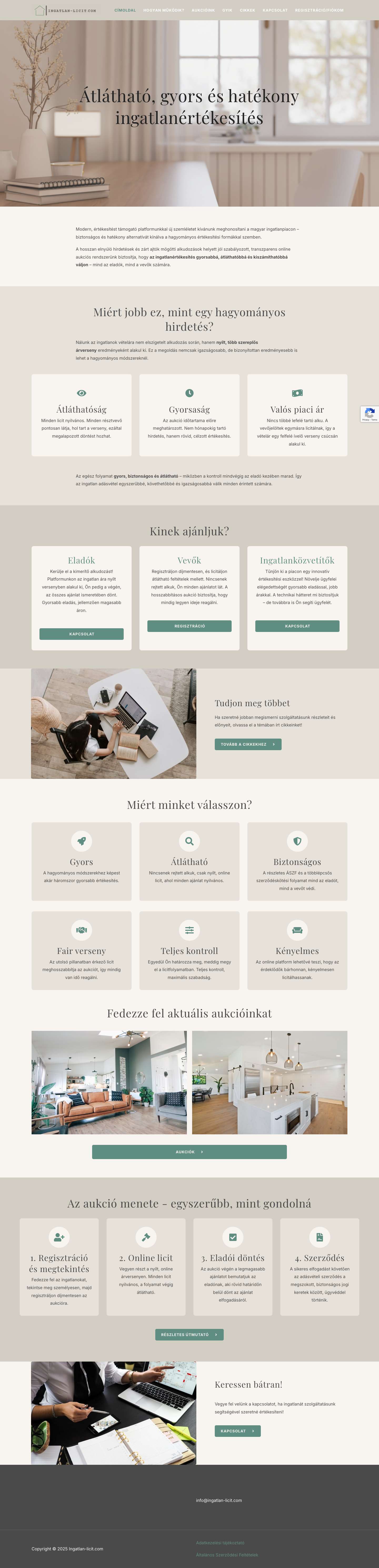 Ingatlan licit | Ingatlan értékesítési platform - Full Screenshot