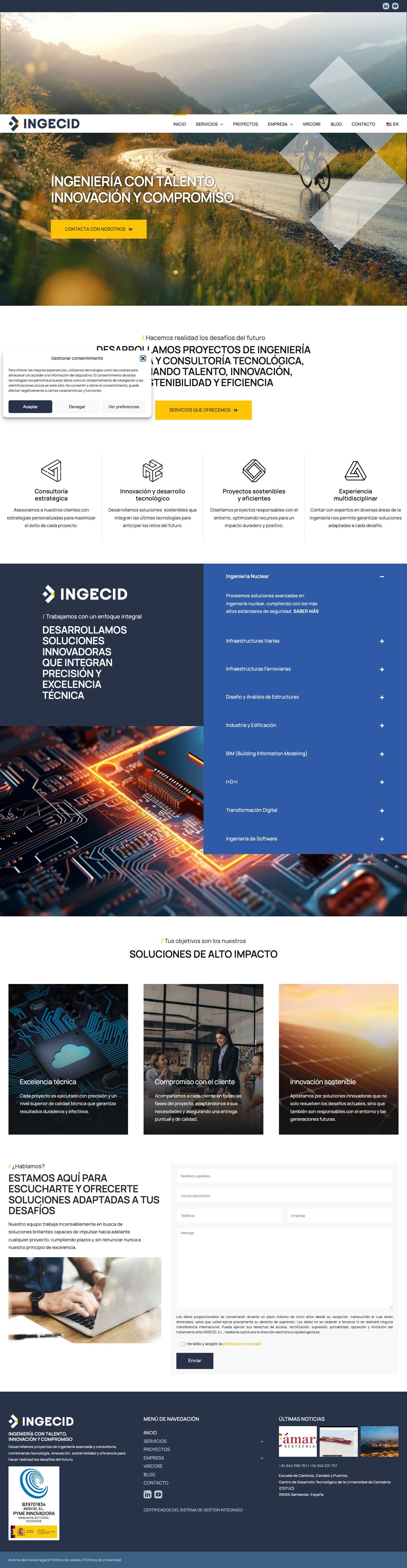 INGECID | Ingeniería avanzada y consultoría tecnológica - Full Screenshot