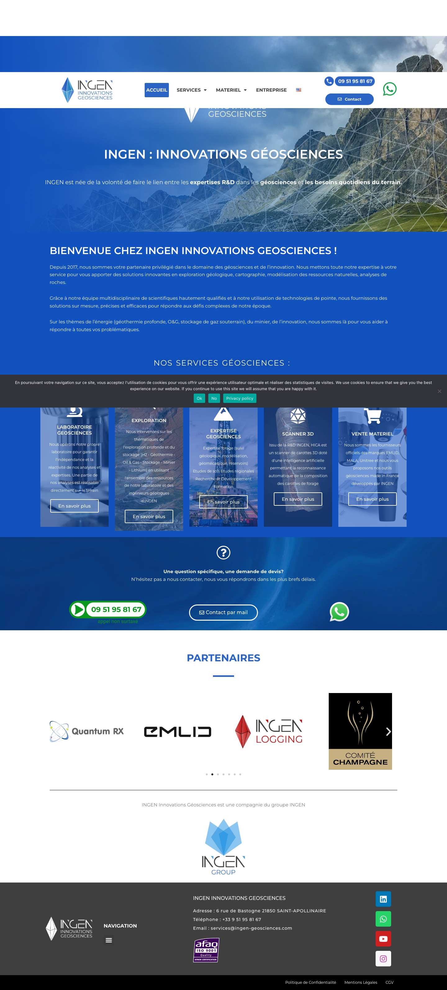 Accueil | INGEN INNOVATIONS GEOSCIENCES - Full Screenshot