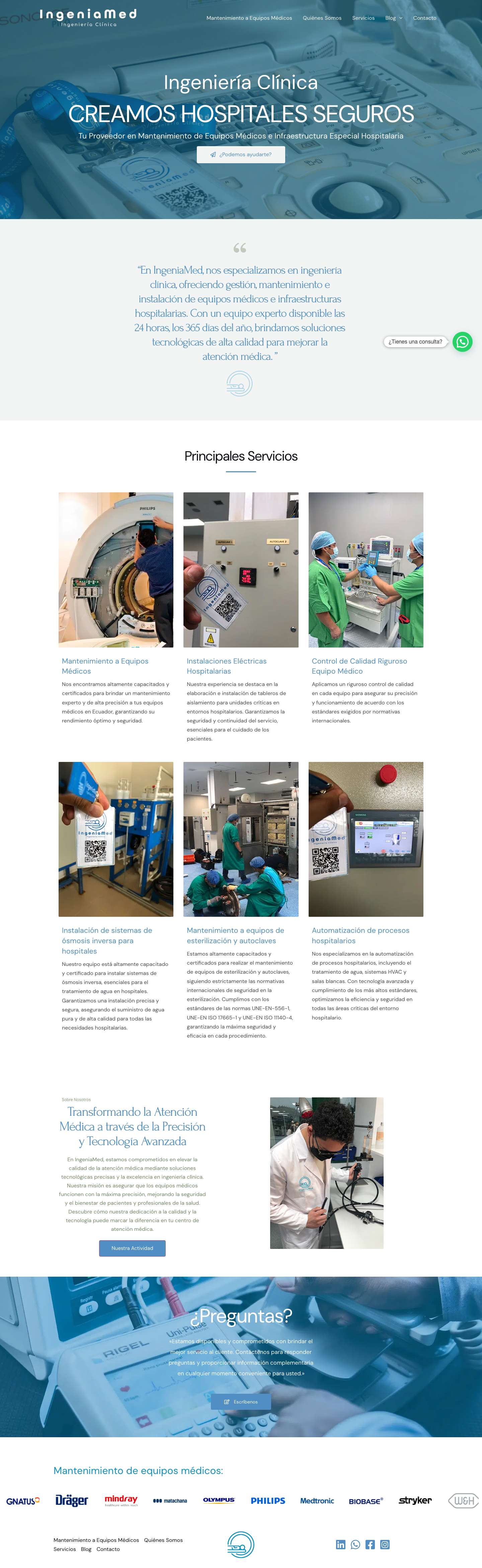 Mantenimiento a Equipos Médicos - IngeniaMed Mantenimiento a Equipos MédicosWhatsApp - Full Screenshot