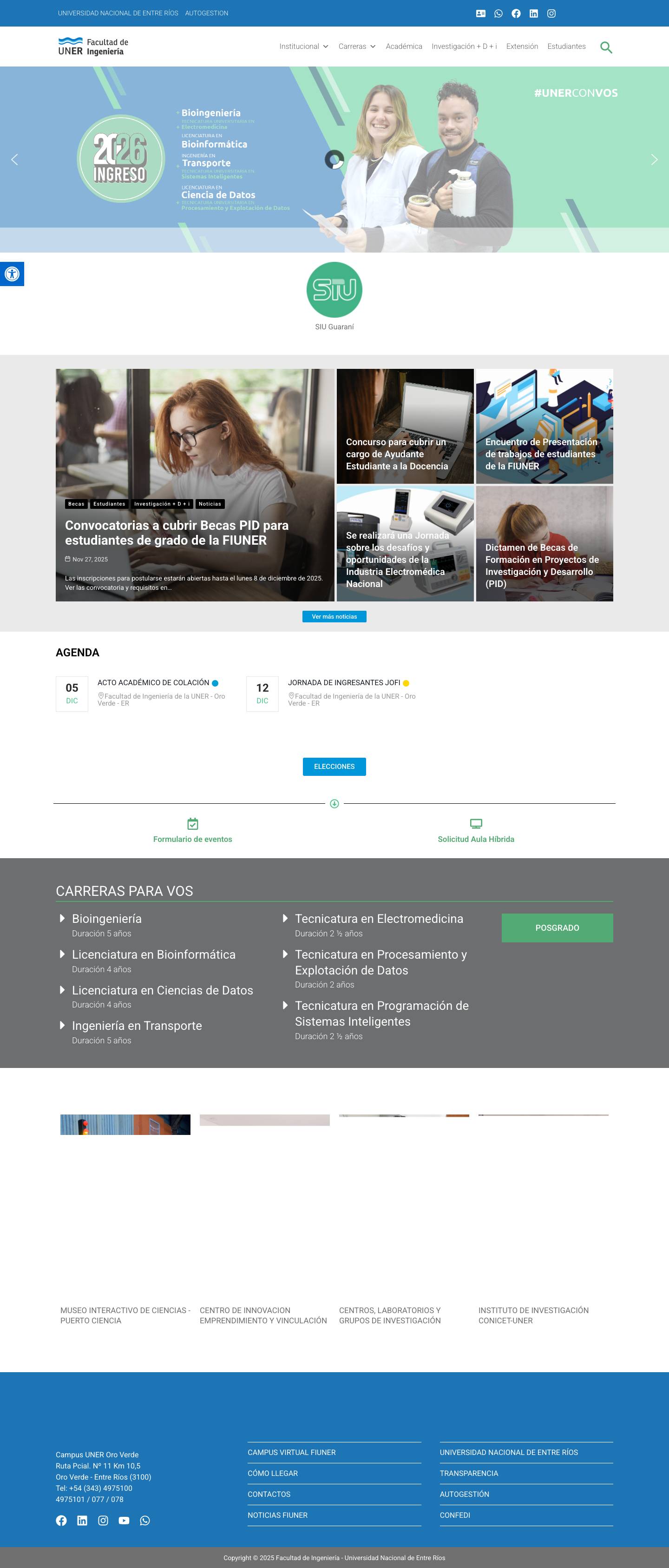 Facultad de Ingenieria – UNERHerramientas de accesibilidadAumentar textoDisminuir textoEscala de grisesAlto contrasteContraste negativoFondo claroSubrayar enlacesFuente legibleRestablecer - Full Screenshot