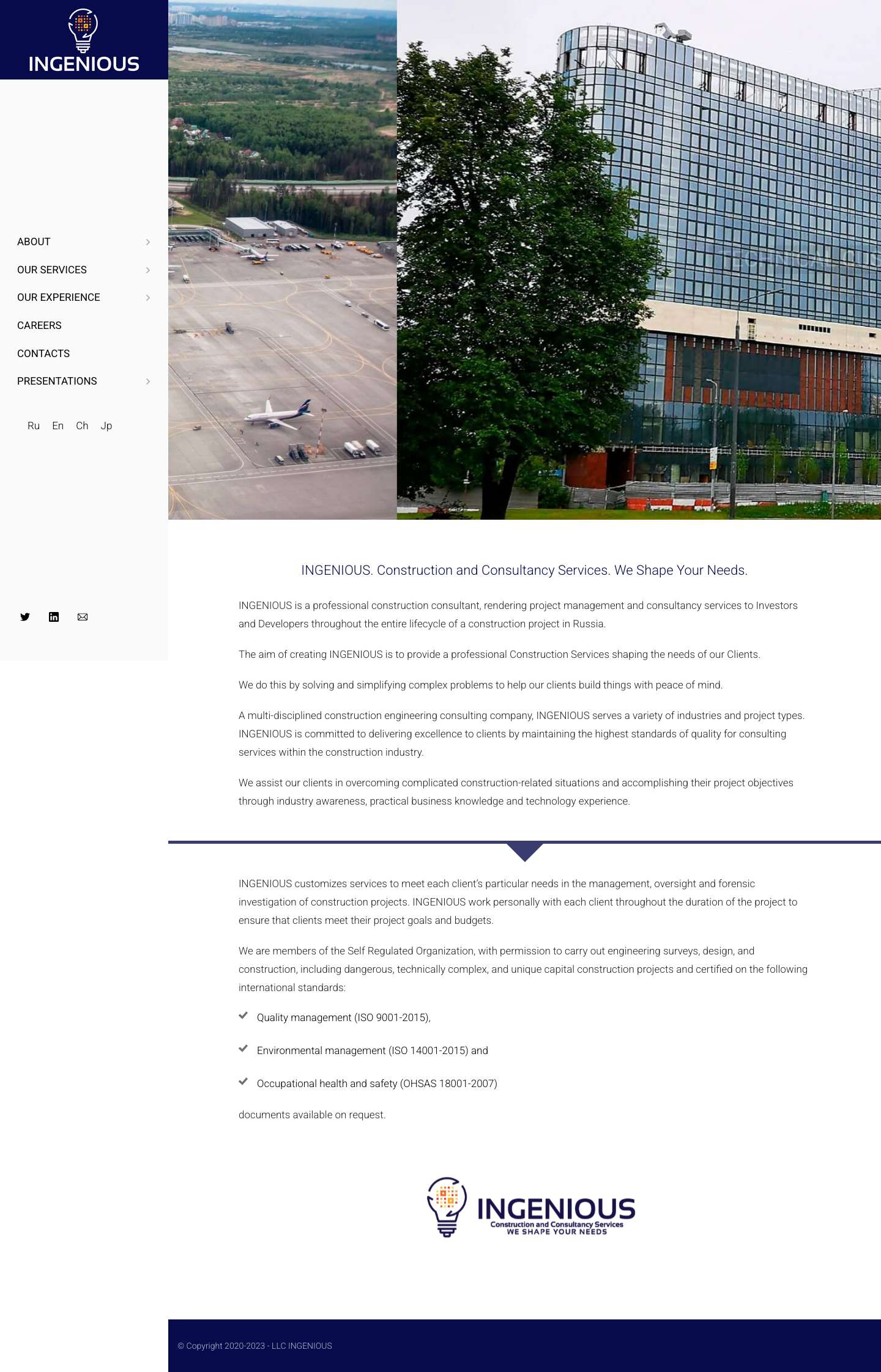 Construction and Consultancy Services. We Shape Your Needs | Ingenious LCC | Professional construction consultant - Full Screenshot