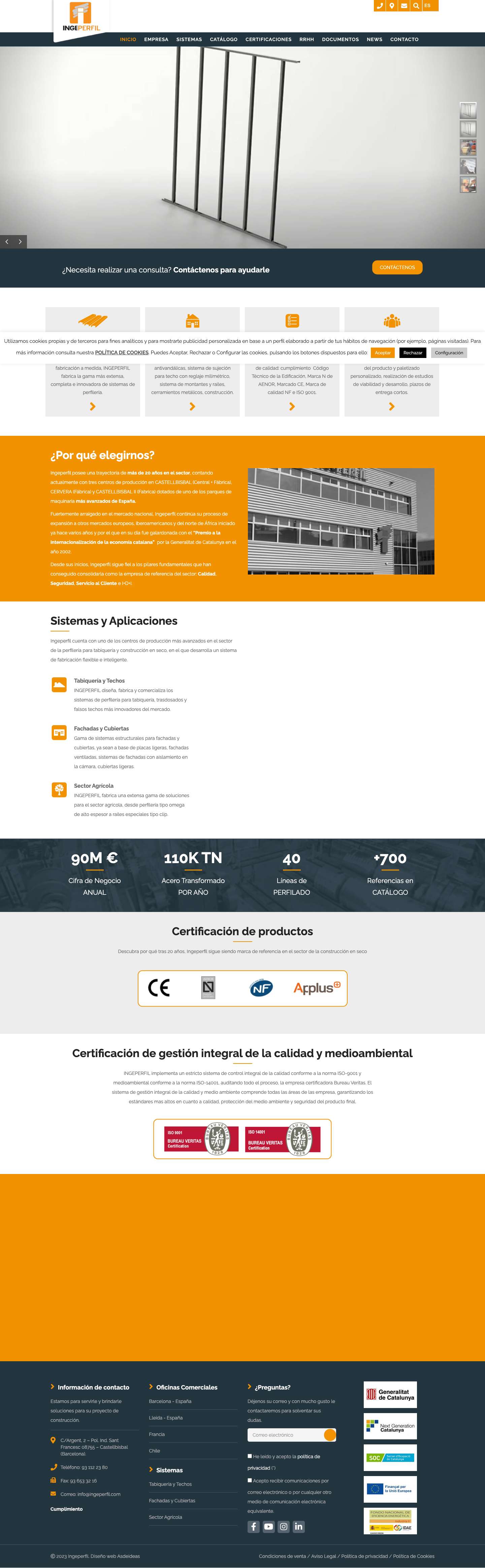 INGEPERFIL – Empresa Especializada en Perfilería Metálica para la Construcción en Seco. - Full Screenshot