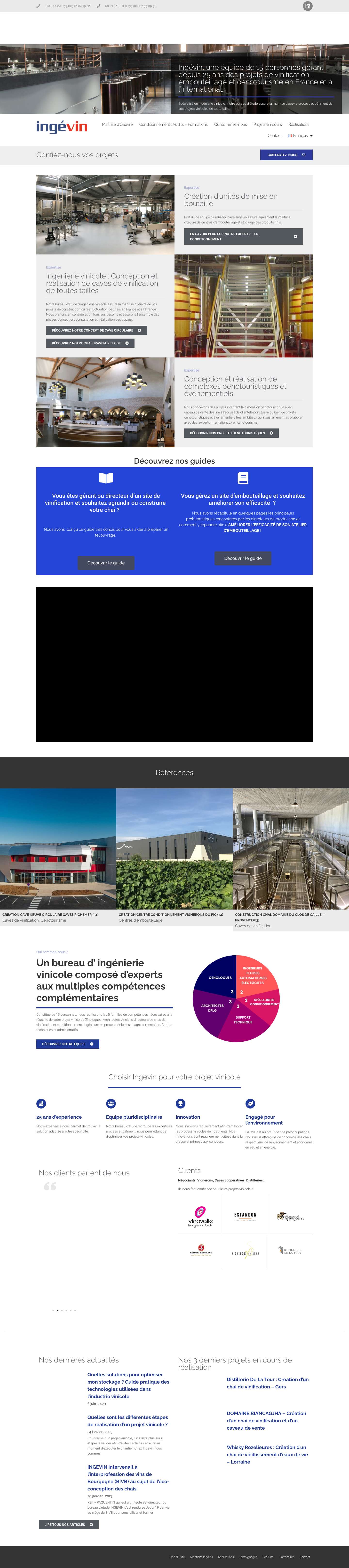 INGEVIN – Ingénierie vinicole et création de cave – Leader en Ingénierie vinicole, maîtrise d’oeuvre de restructuration (process et bâtiment), rénovation ou construction de cave de vinification et unité de conditionnement. - Full Screenshot