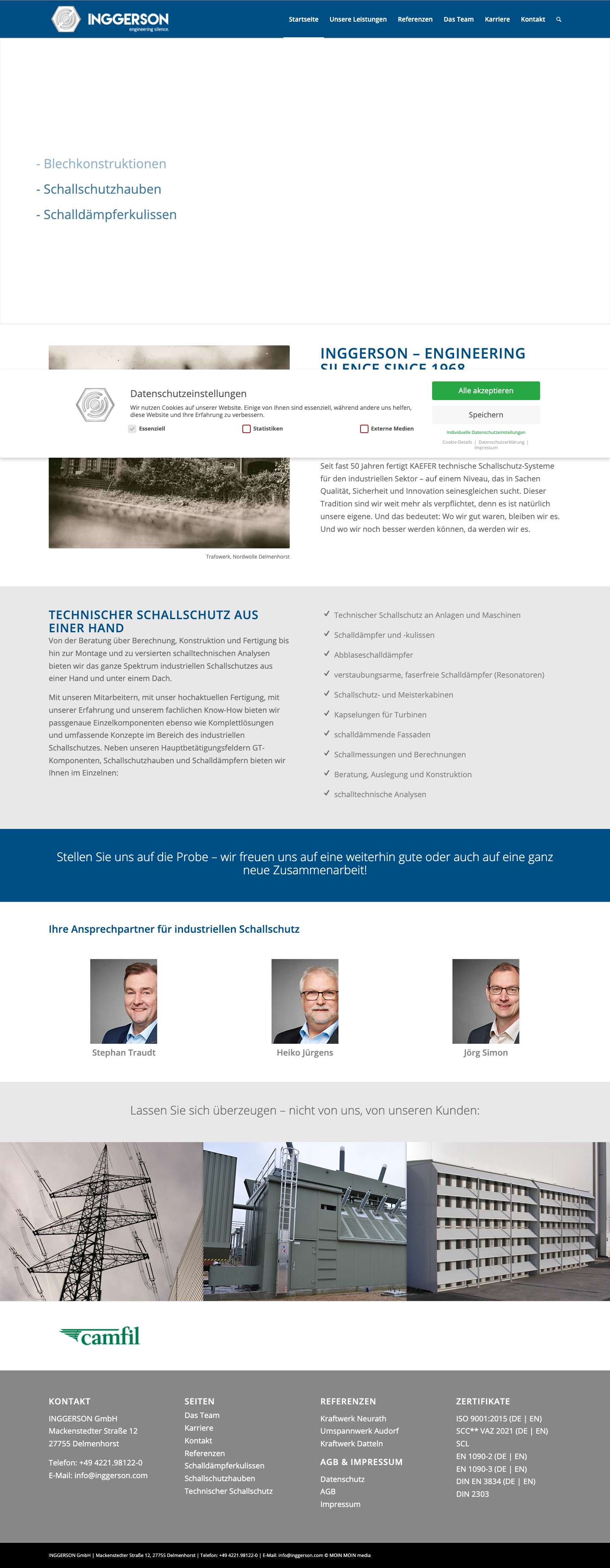 INGGERSON AG - Technischer Schallschutz für Industrieanlagen - Full Screenshot