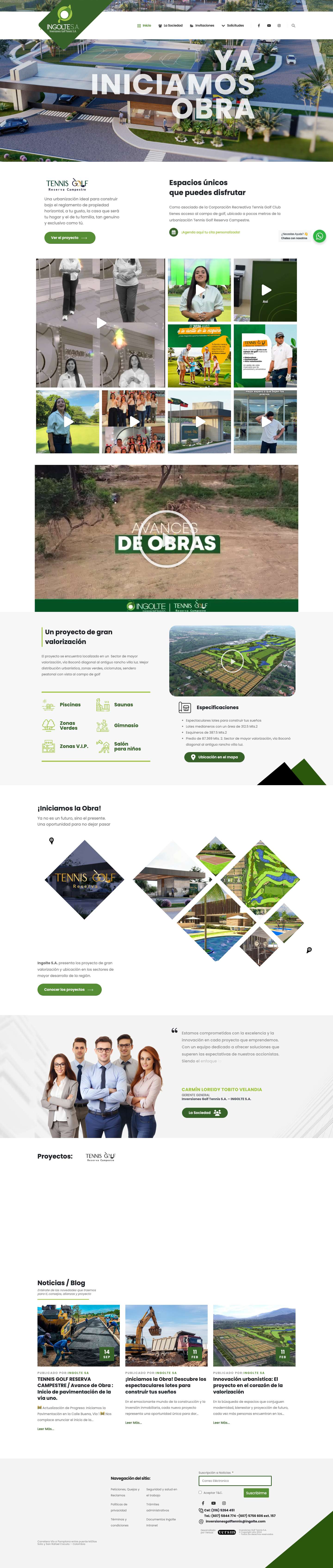 ¡Bienvenidos! - INGOLTE S.A. I Inversiones Golf Tennis S.A. - Full Screenshot