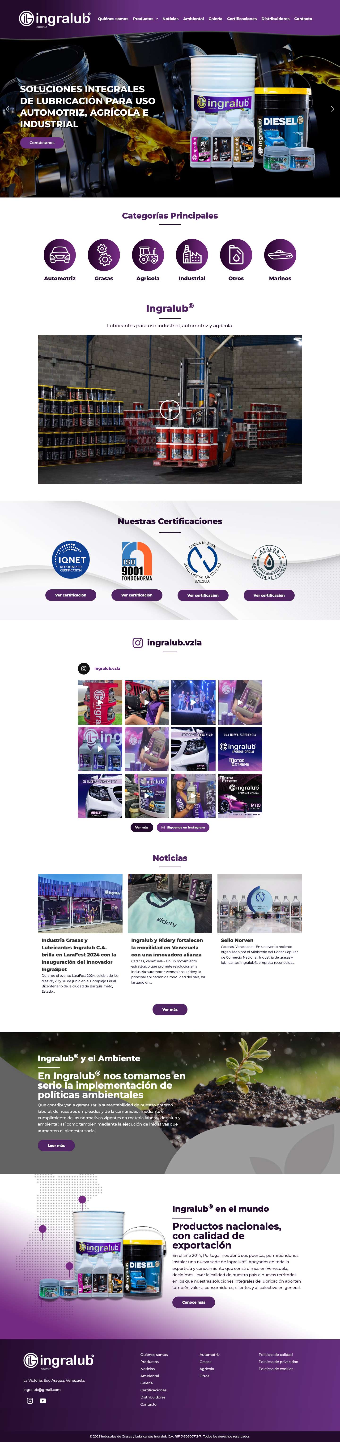 Ingralub - Industrias de Grasas y Lubricantes en VenezuelaInstagramYouTube - Full Screenshot