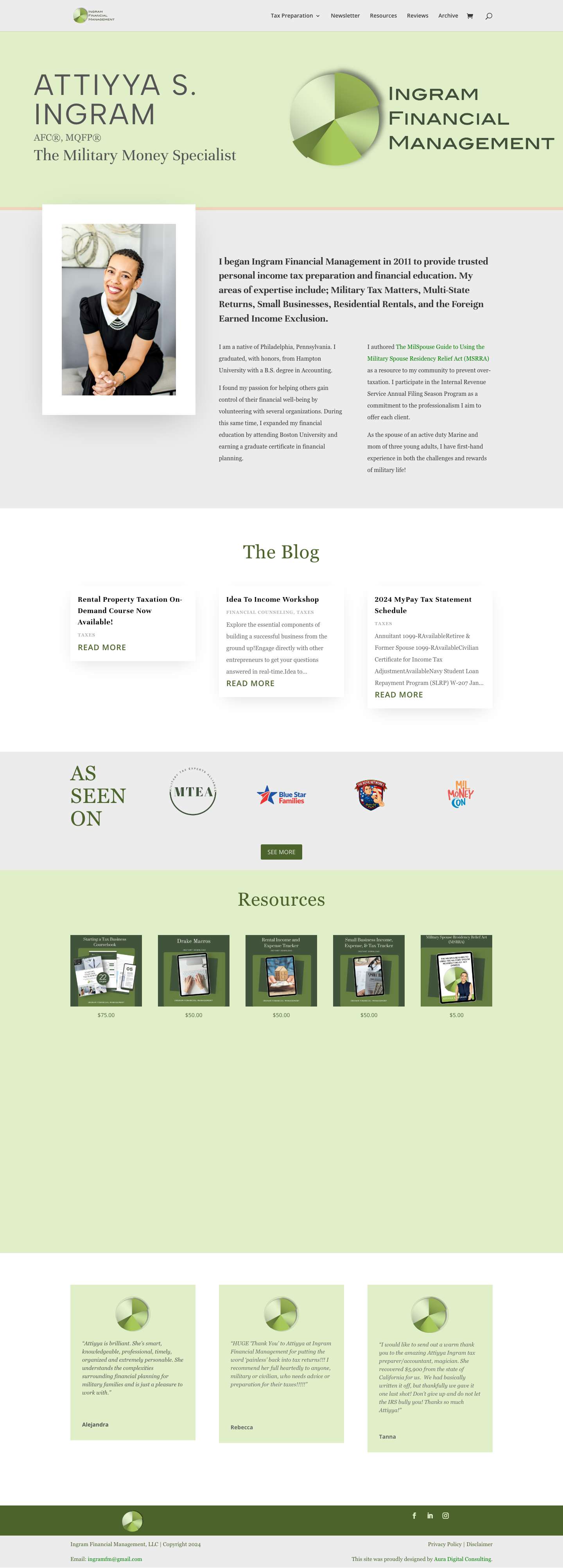 Attiyya S. Ingram, AFC®, MQFP® | The Military Money Specialist - Full Screenshot