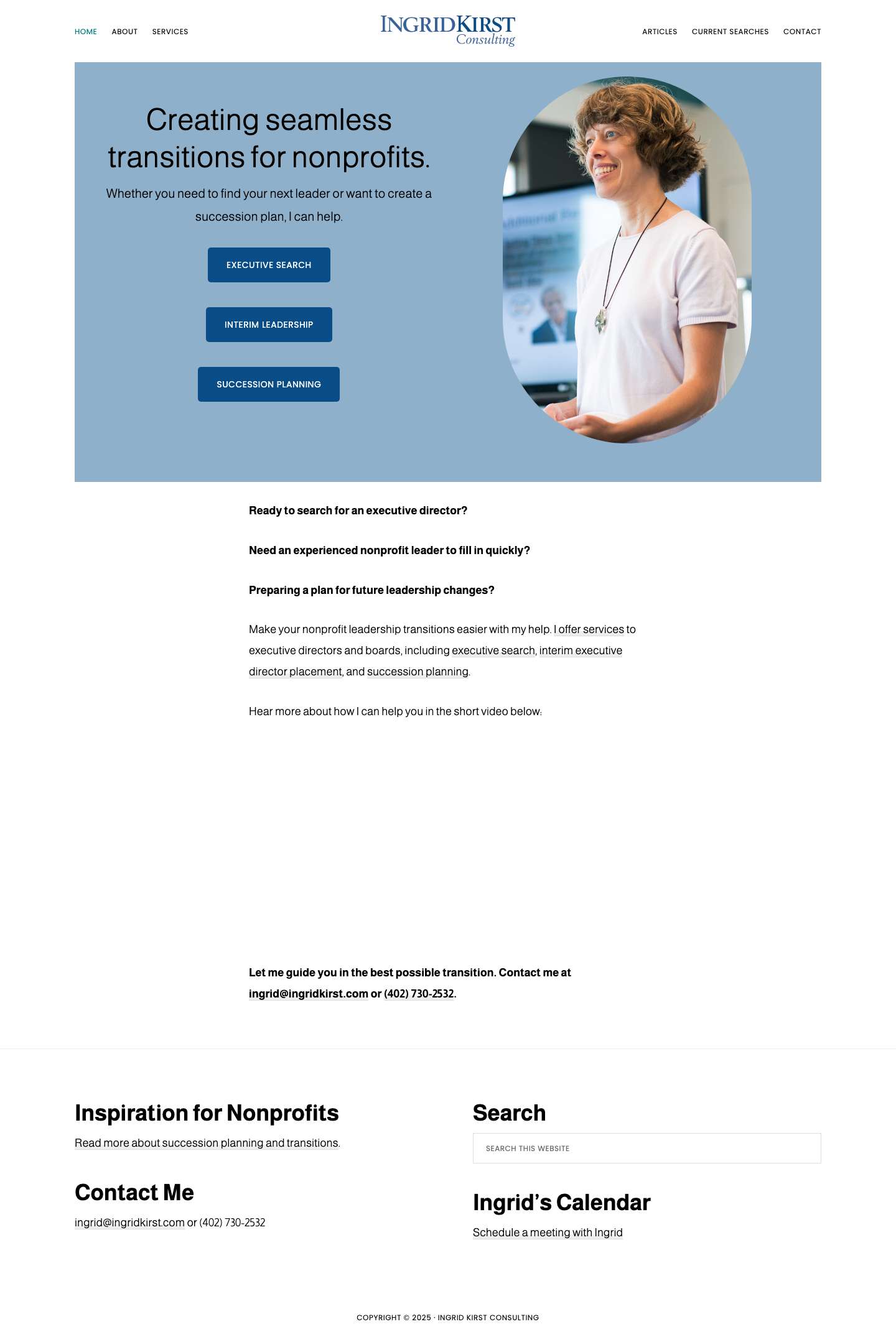 Ingrid Kirst Consulting – Nonprofit Leadership Transition Consultant - Full Screenshot