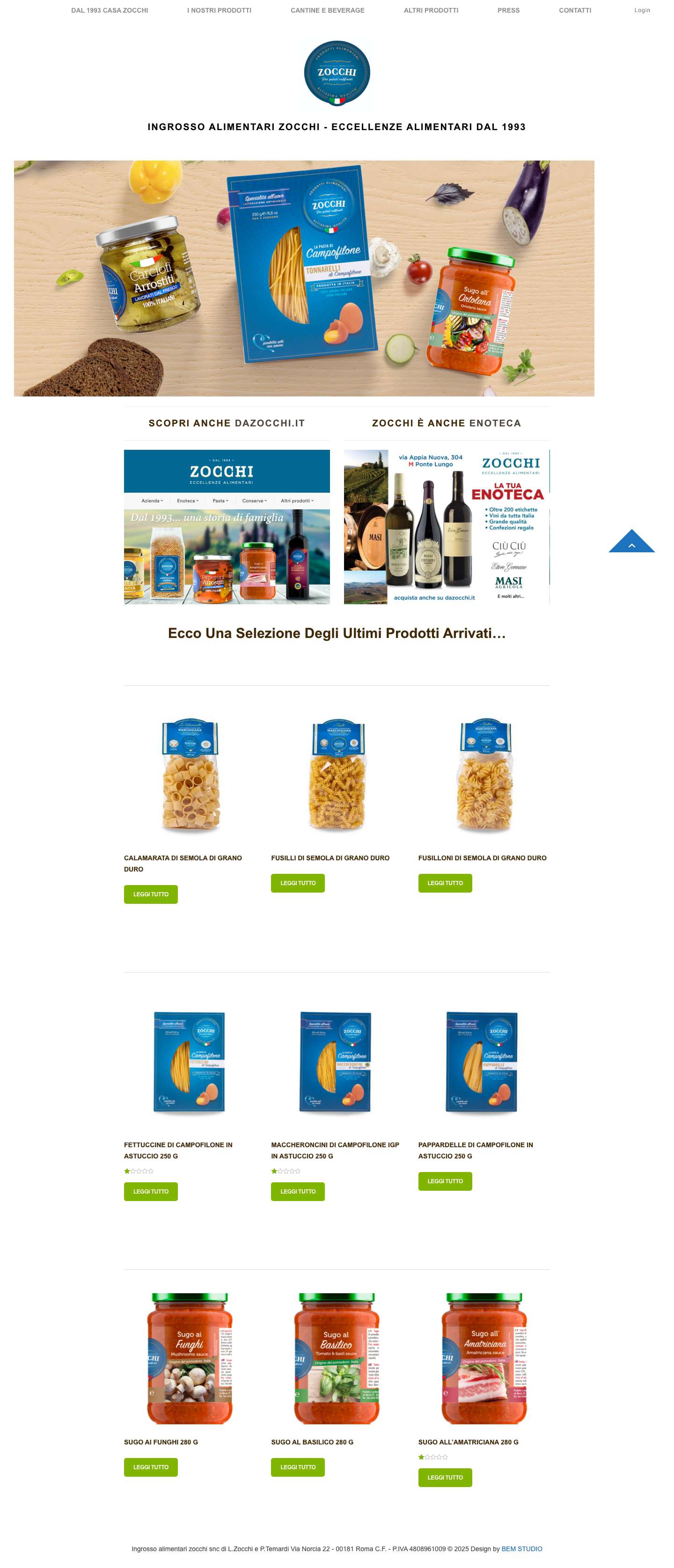 Ingrosso zocchi – Ingrosso Zocchi Roma Eccellenze Alimentari dal 1993 - Full Screenshot