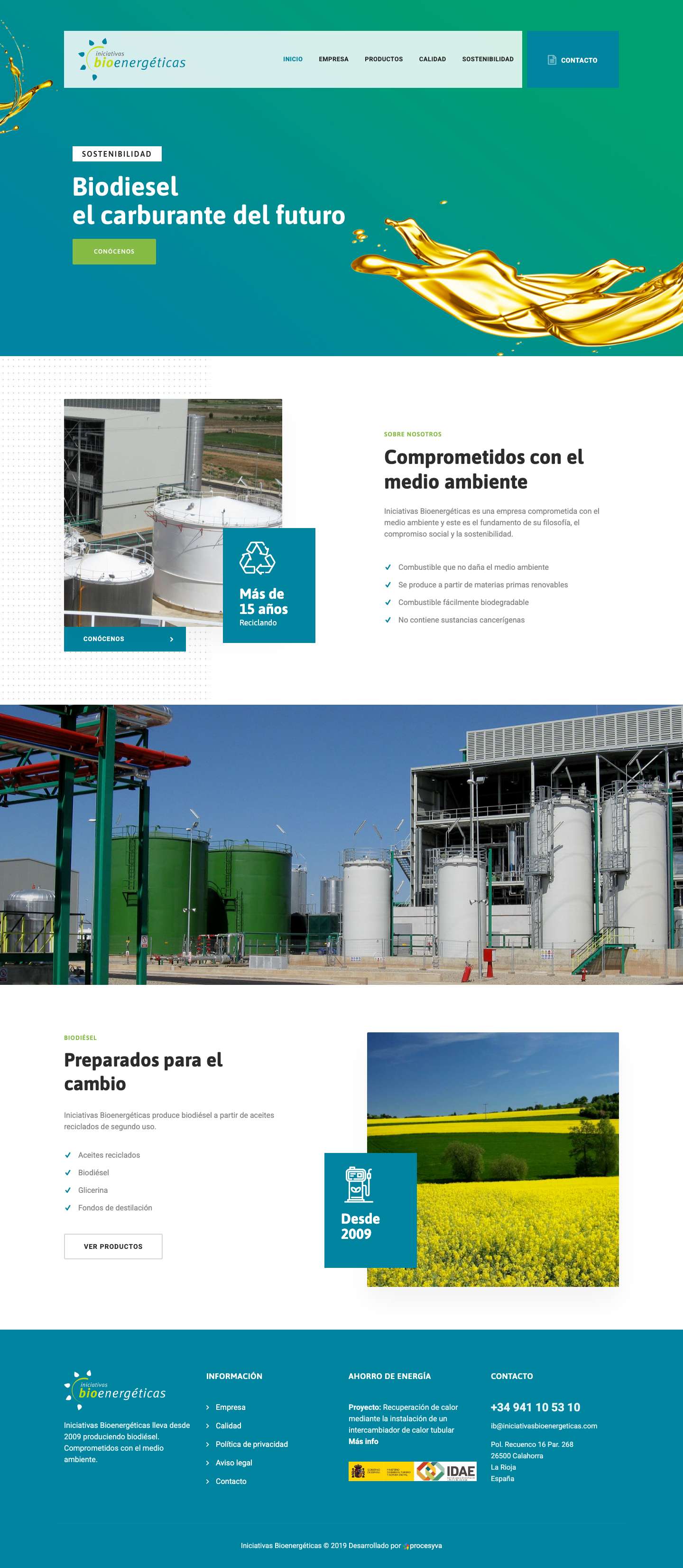 Iniciativas bioenergéticas | Planta de producción de biodiésel - Full Screenshot