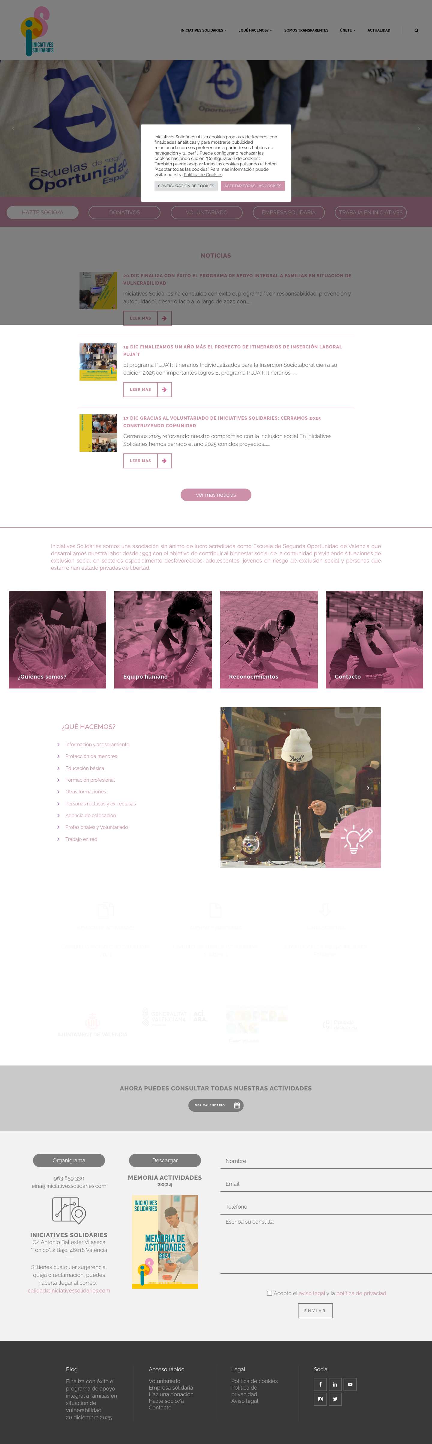 home - Iniciatives Solidàries - Full Screenshot