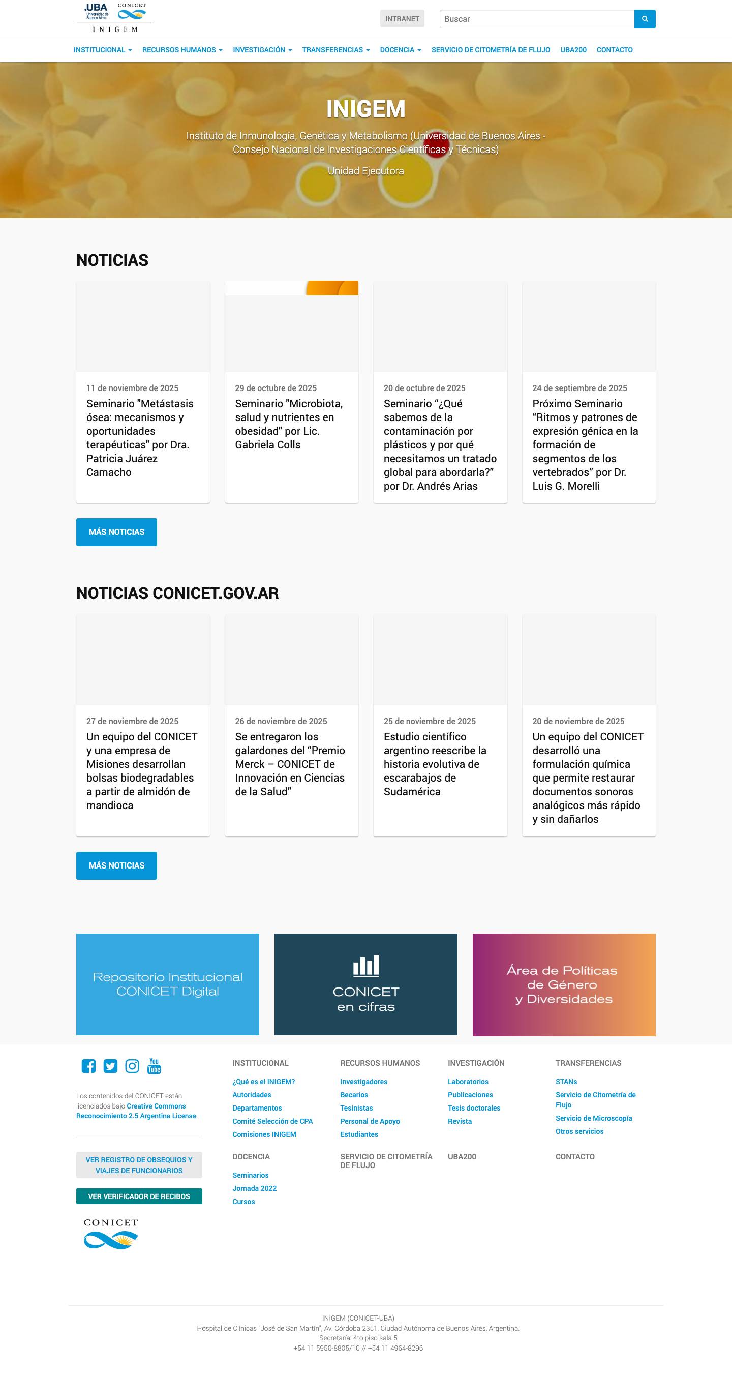 INIGEM | Instituto de Inmunología, Genética y Metabolismo (Univ - Full Screenshot