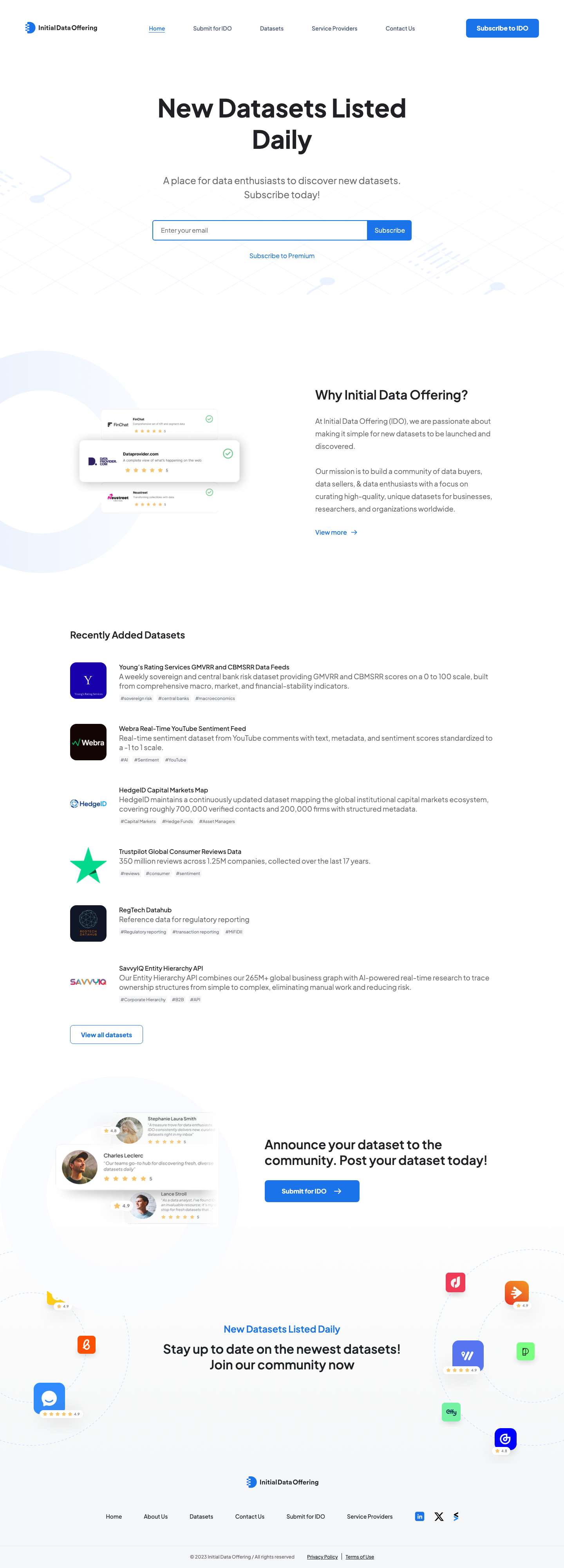 Home - Initial Data Offering - Full Screenshot