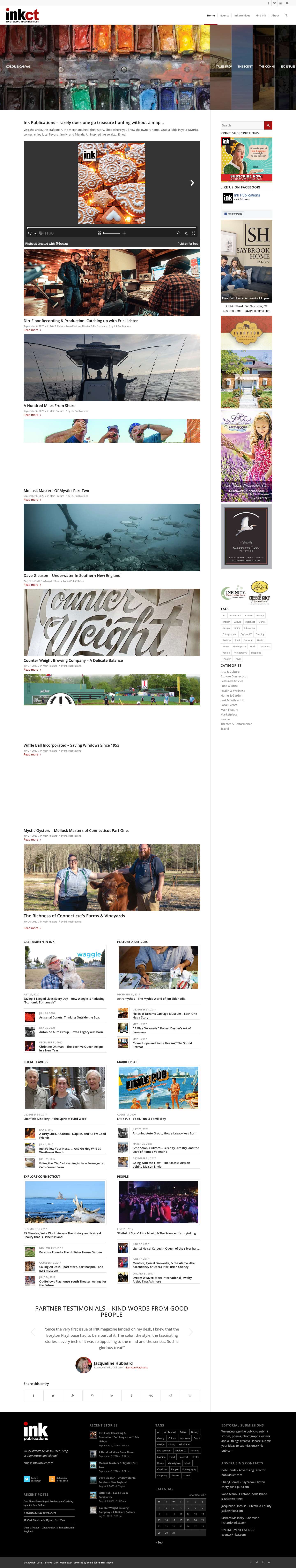 Ink Publications - Connecticut's Art, Culture, Lifestyle Magazine - Full Screenshot
