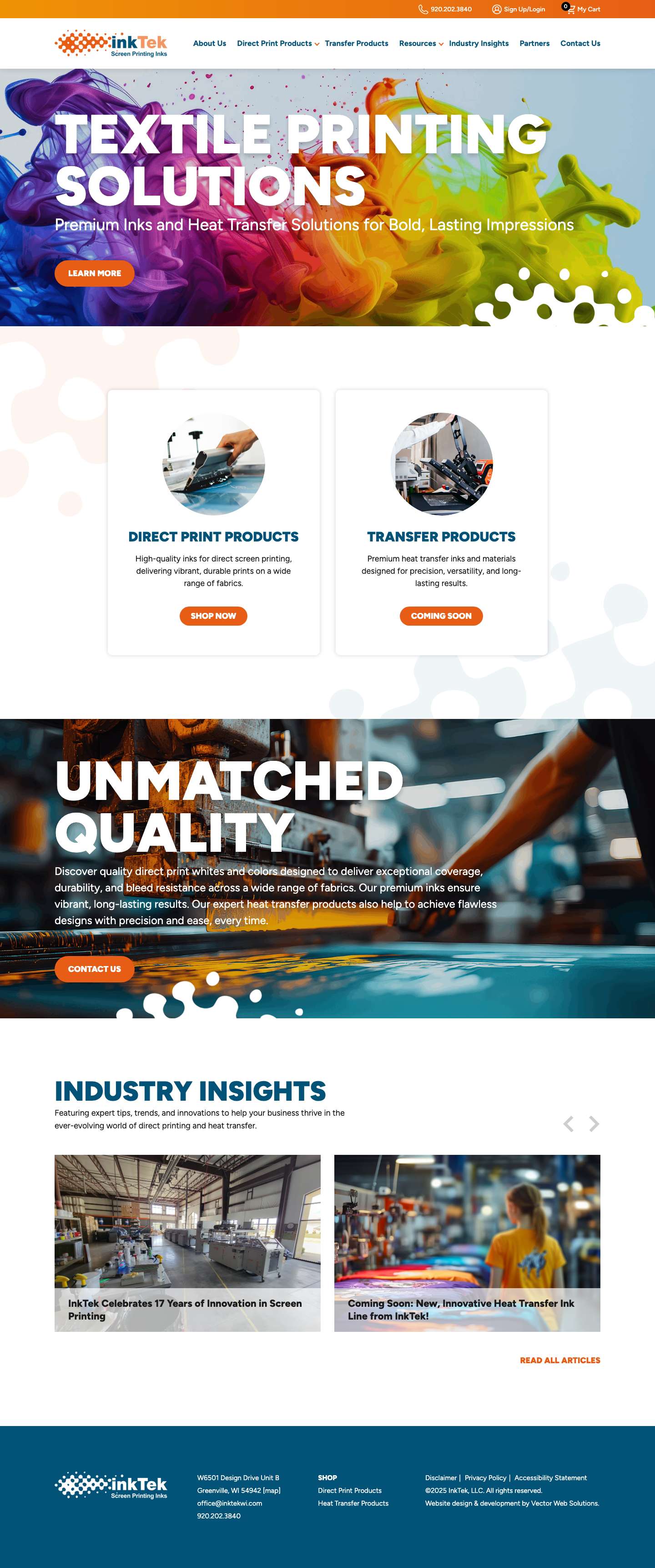 InkTek - Premium Screen Printing Inks and Heat Transfer Solutions InkTek - Premium Screen Printing Inks and Heat Transfer Solutions - Full Screenshot