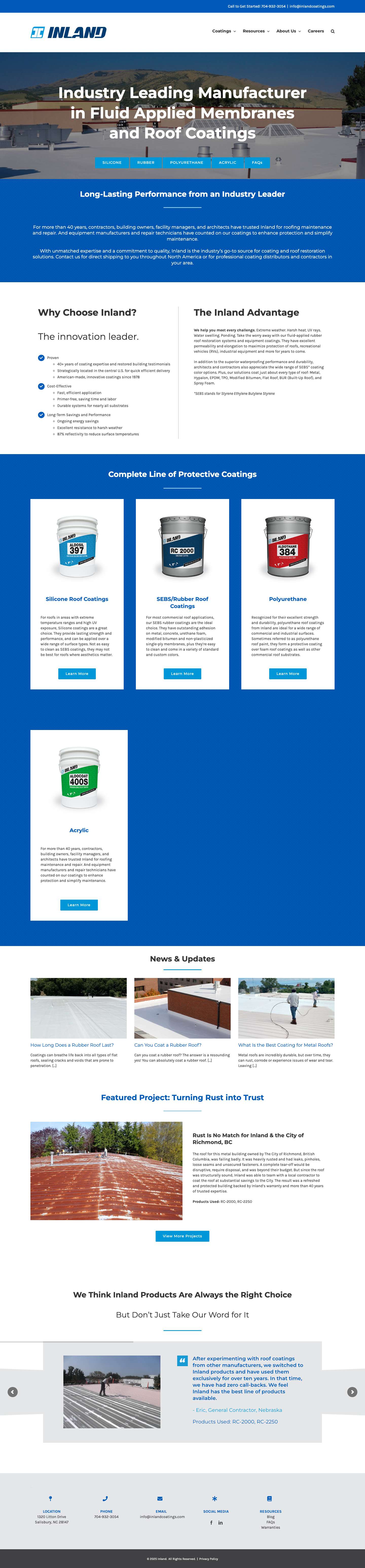 Innovative Coatings for Roofs, Equipment & More - Full Screenshot