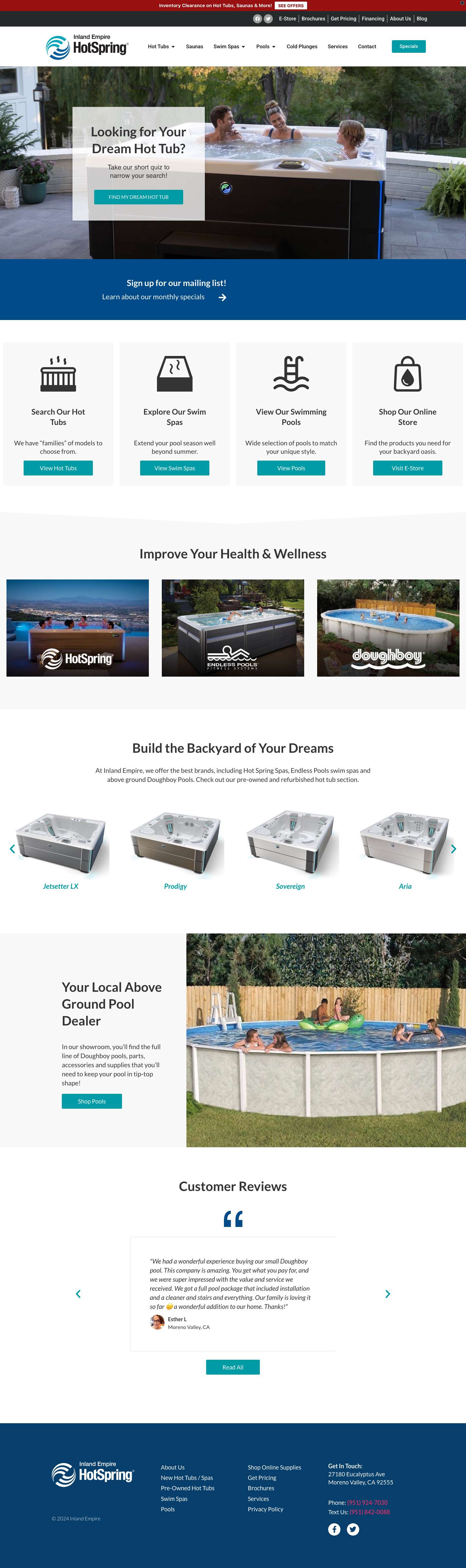 Hot Tubs, Swim Spas, & Doughboy Pools - Inland Empire Hot Spring Spas - Full Screenshot