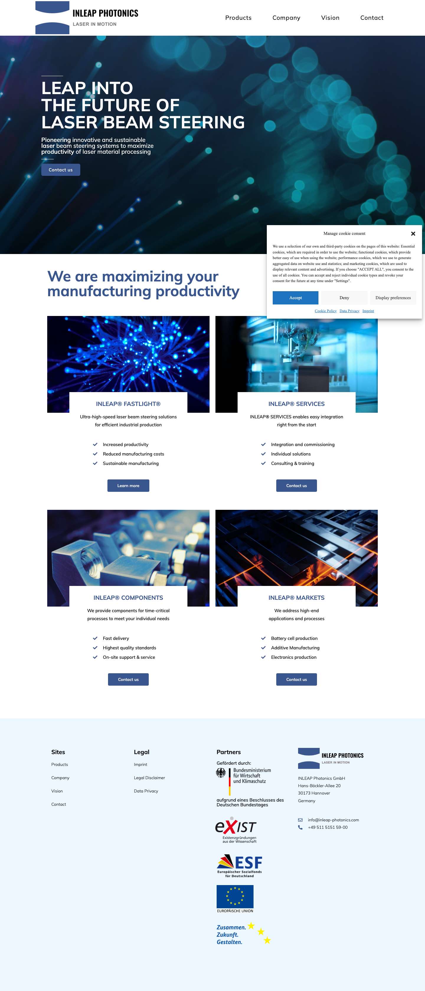 Startseite - INLEAP Photonics - Full Screenshot