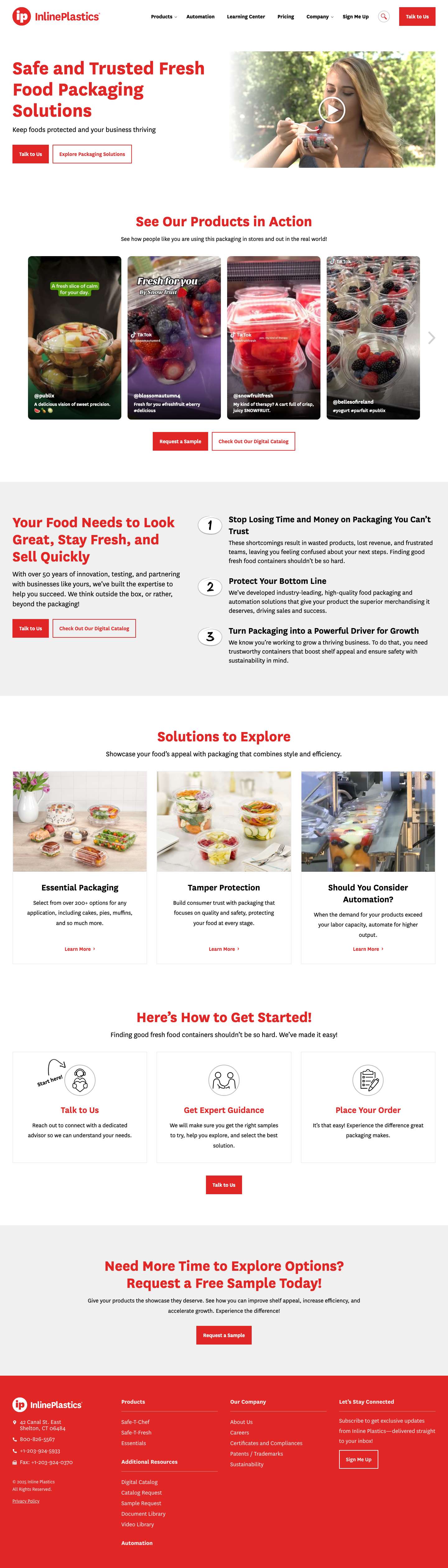 Inline Plastics - Innovative Food Packaging - Full Screenshot