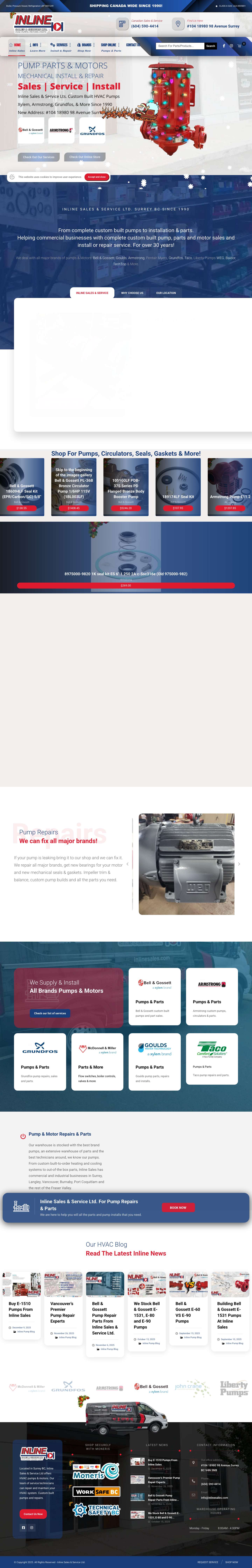 Inline Sales & Service Ltd. | Commercial Pump Repair & Parts Surrey BC - Full Screenshot