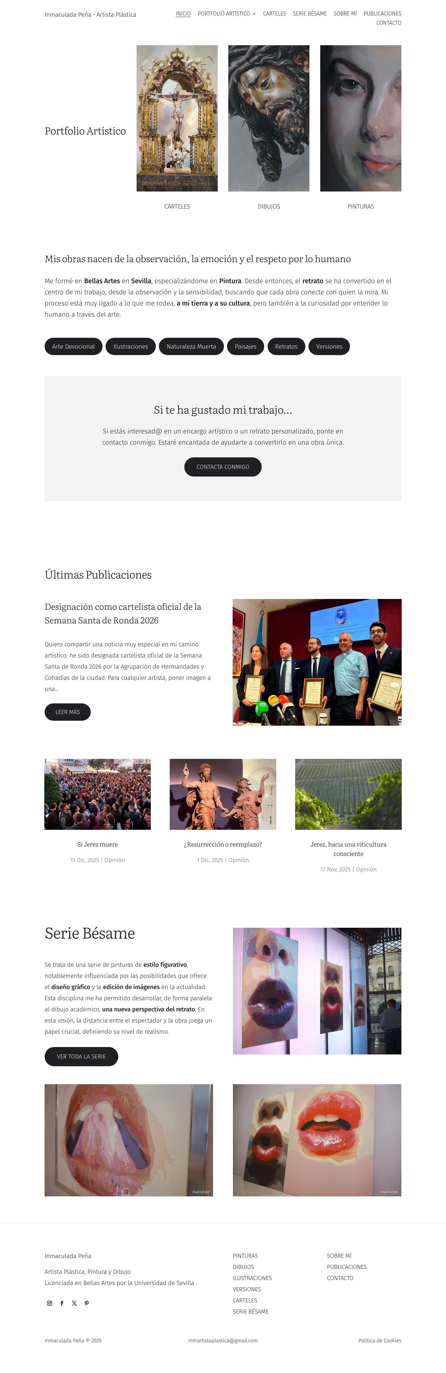 Inicio - Inmaculada Peña Artista Plástica - Full Screenshot