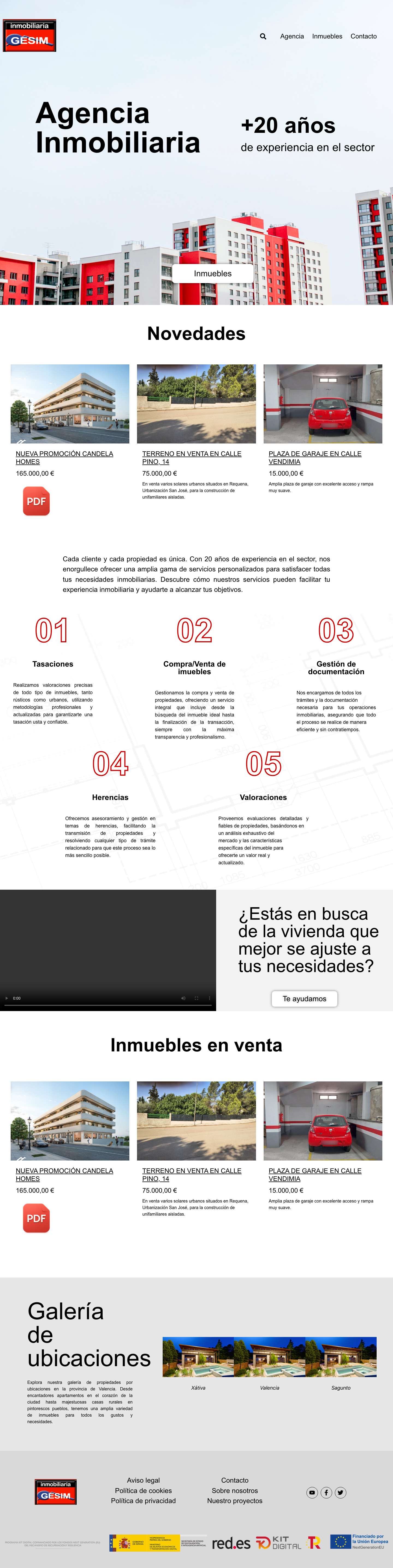 Inmobiliaria GESIM - Inmobiliaria en Requena para compra y venta - Full Screenshot