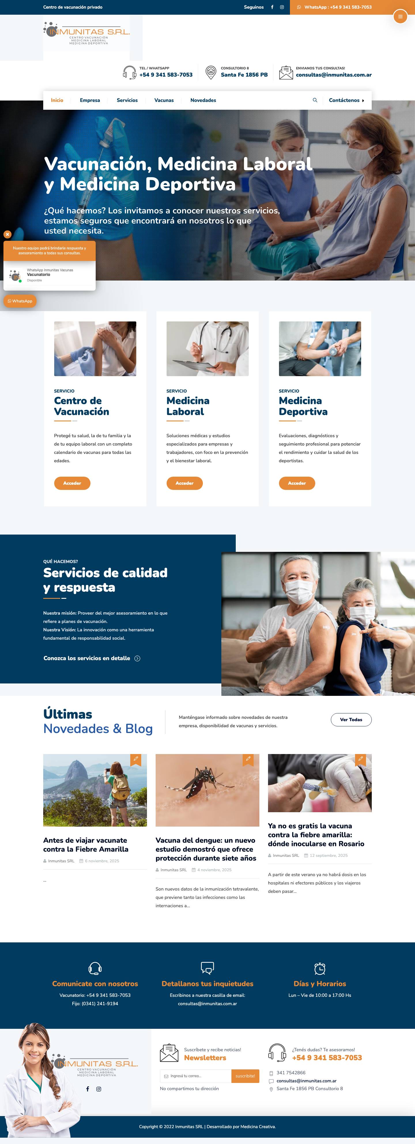 Inmunitas SRL – Centro de Vacunación. Vacunatorio Privado. - Full Screenshot