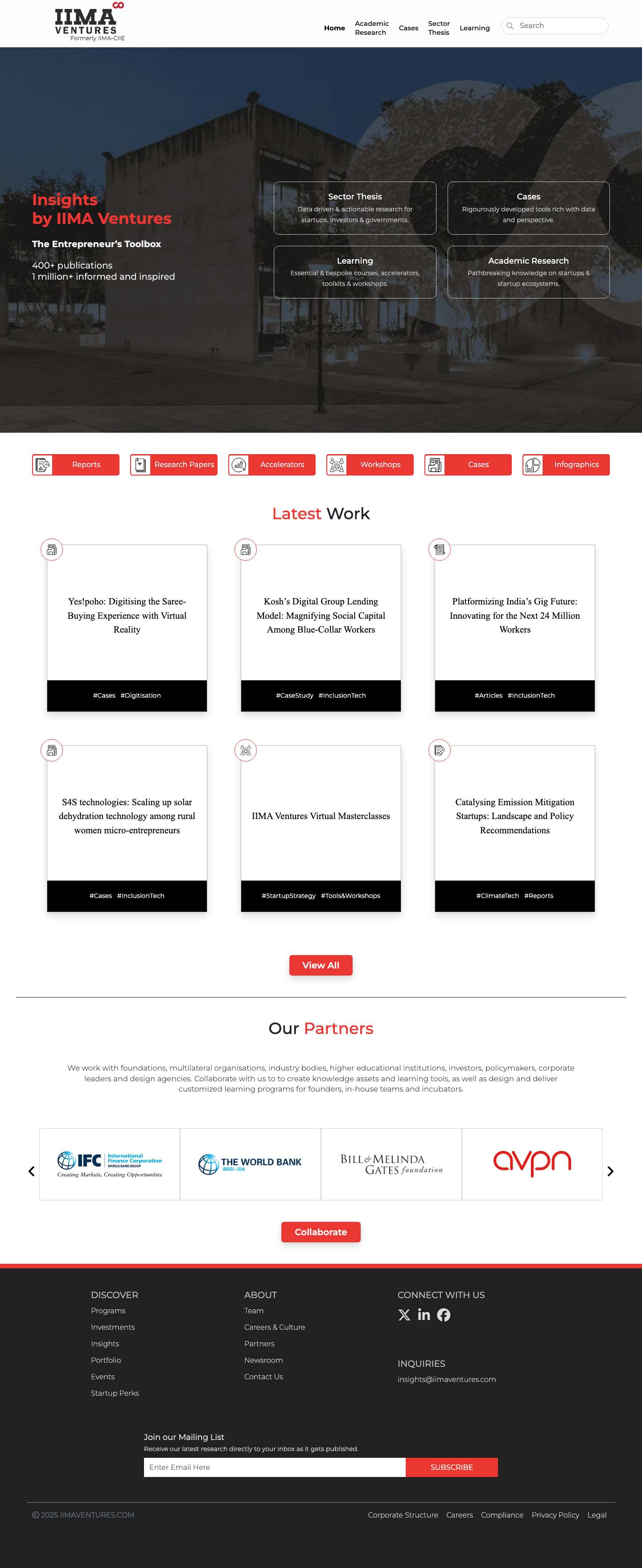 Home - IIMA Ventures Insights - Full Screenshot