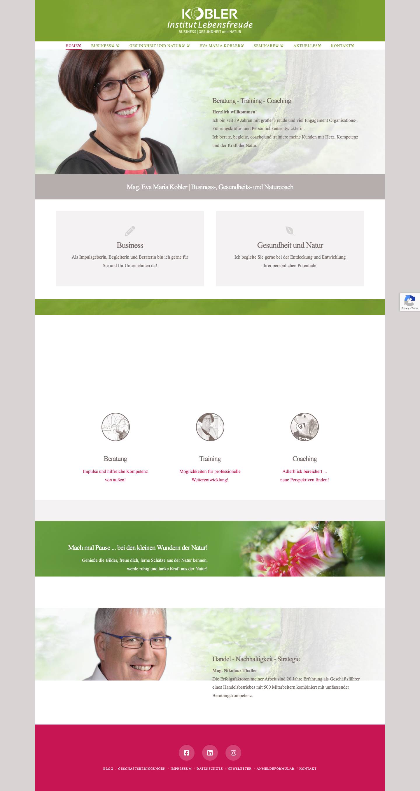 Institut Lebensfreude | Mag. Eva Maria Kobler, Beratung Training Coaching - Full Screenshot