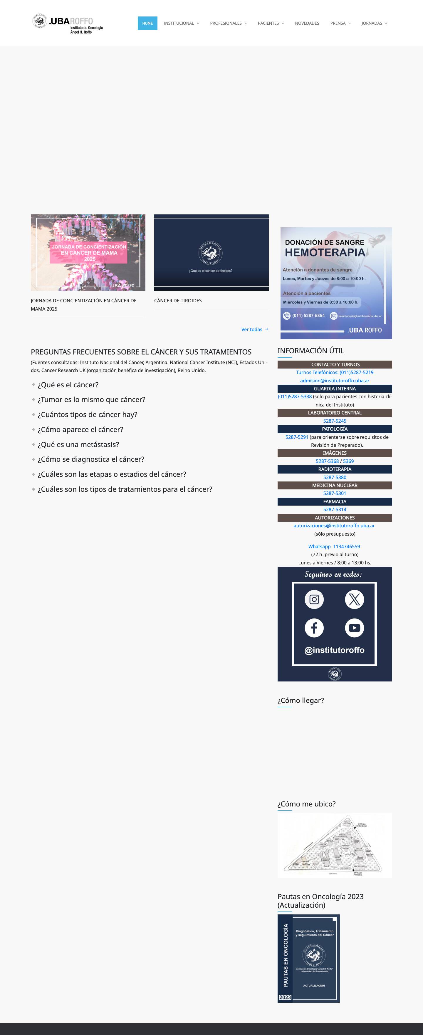 Instituto de Oncología Ángel H. Roffo - Full Screenshot