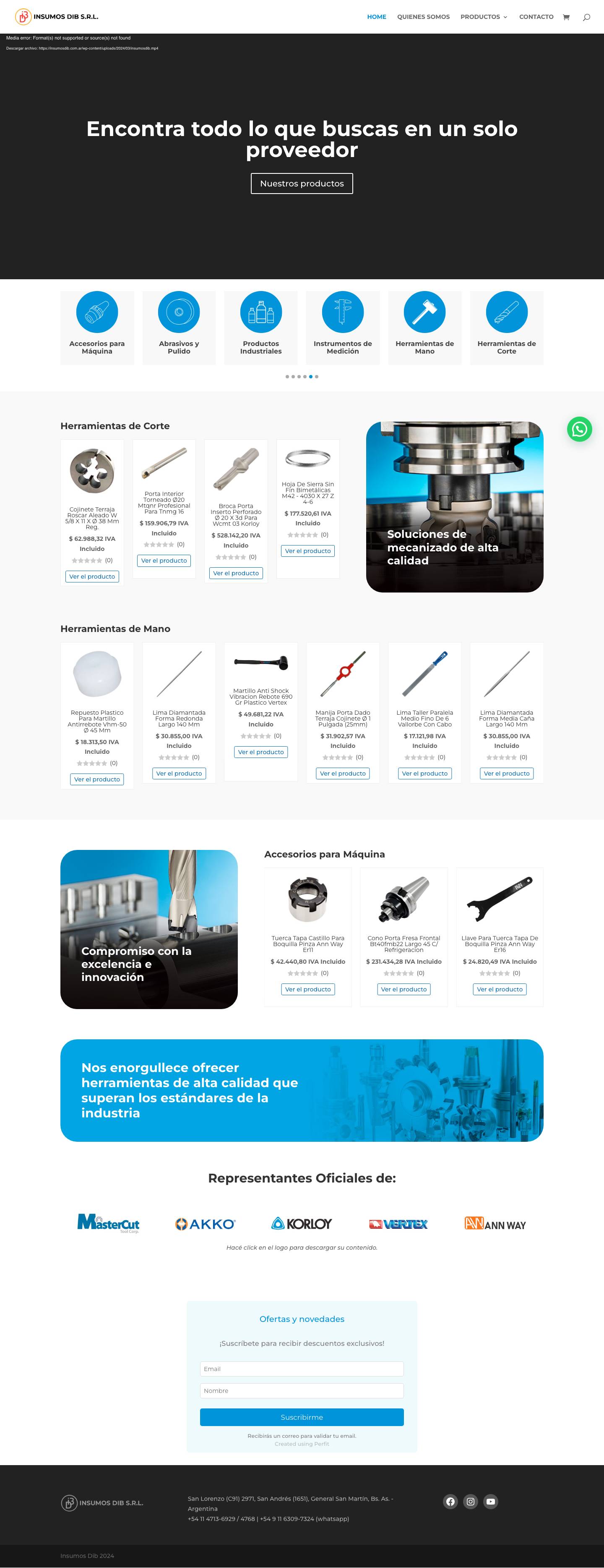 InsumosDib | Soluciones de mecanizado de alta calidadWhatsApp - Full Screenshot